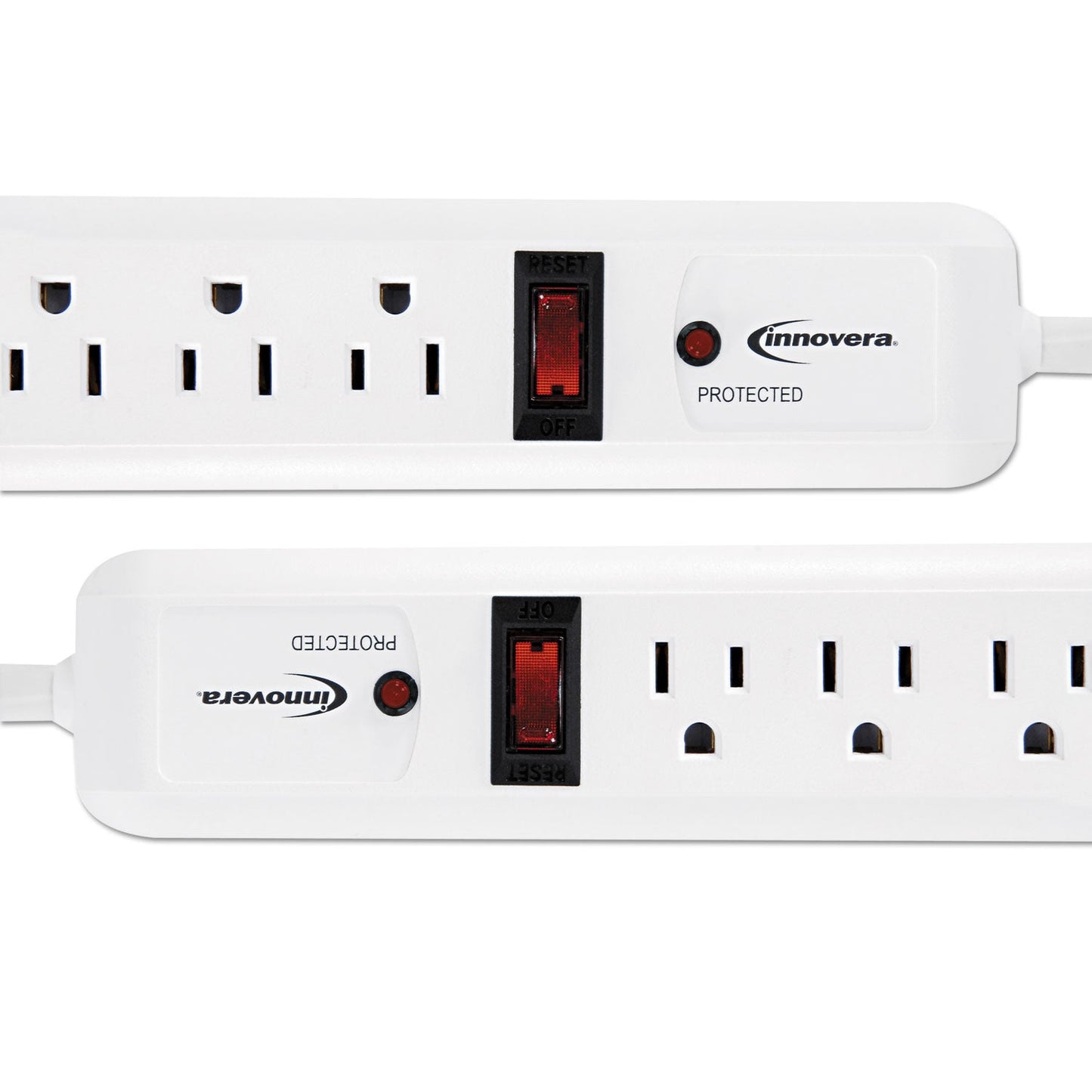 Surge Protector, 6 AC Outlets, 4 ft Cord, 540 J, White, 2/Pack - OrderMe