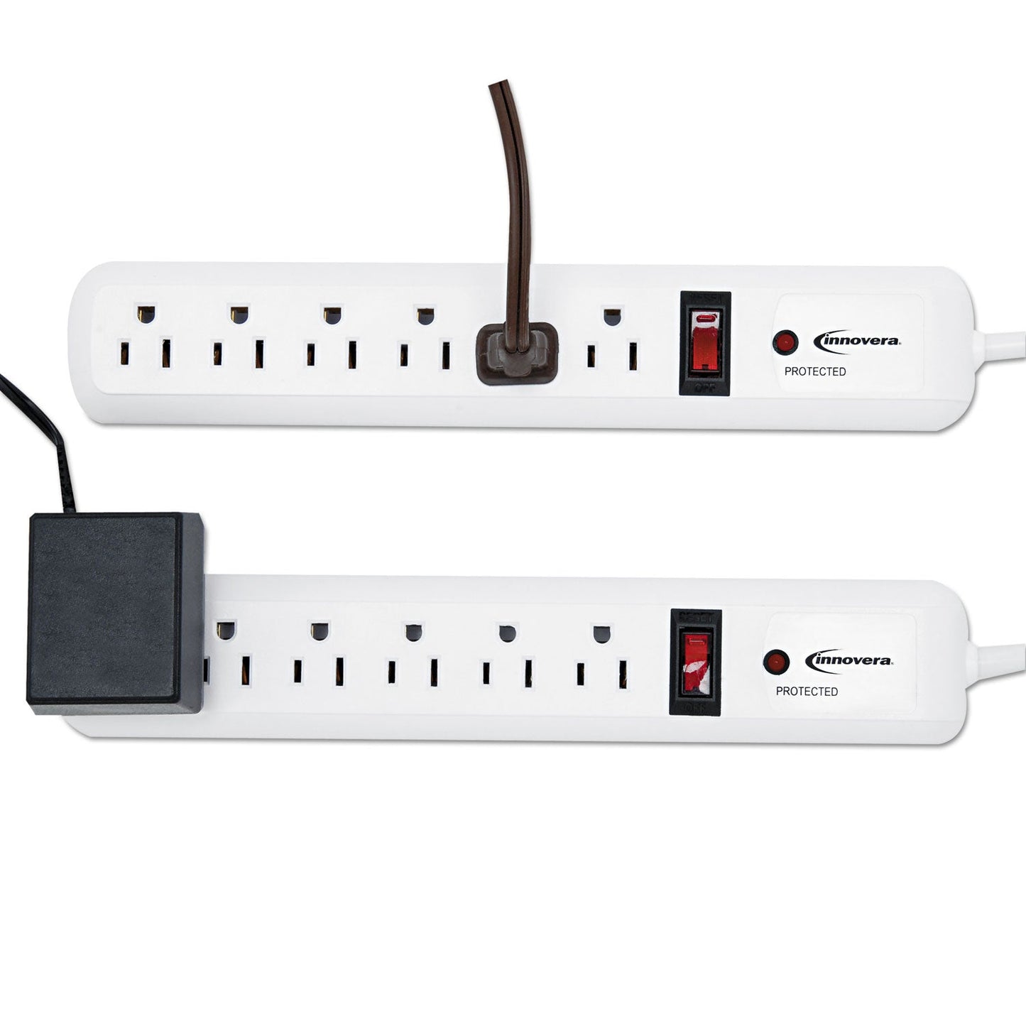 Surge Protector, 6 AC Outlets, 4 ft Cord, 540 J, White, 2/Pack - OrderMe