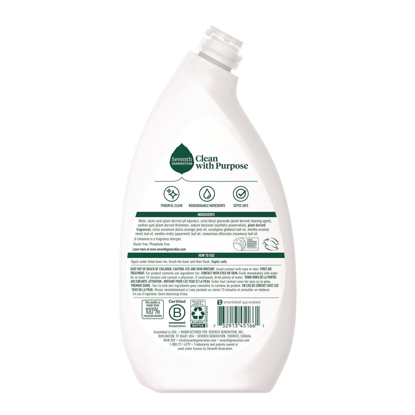 Toilet Bowl Cleaner, Fresh Mint Scent, 24 oz Bottle - OrderMe