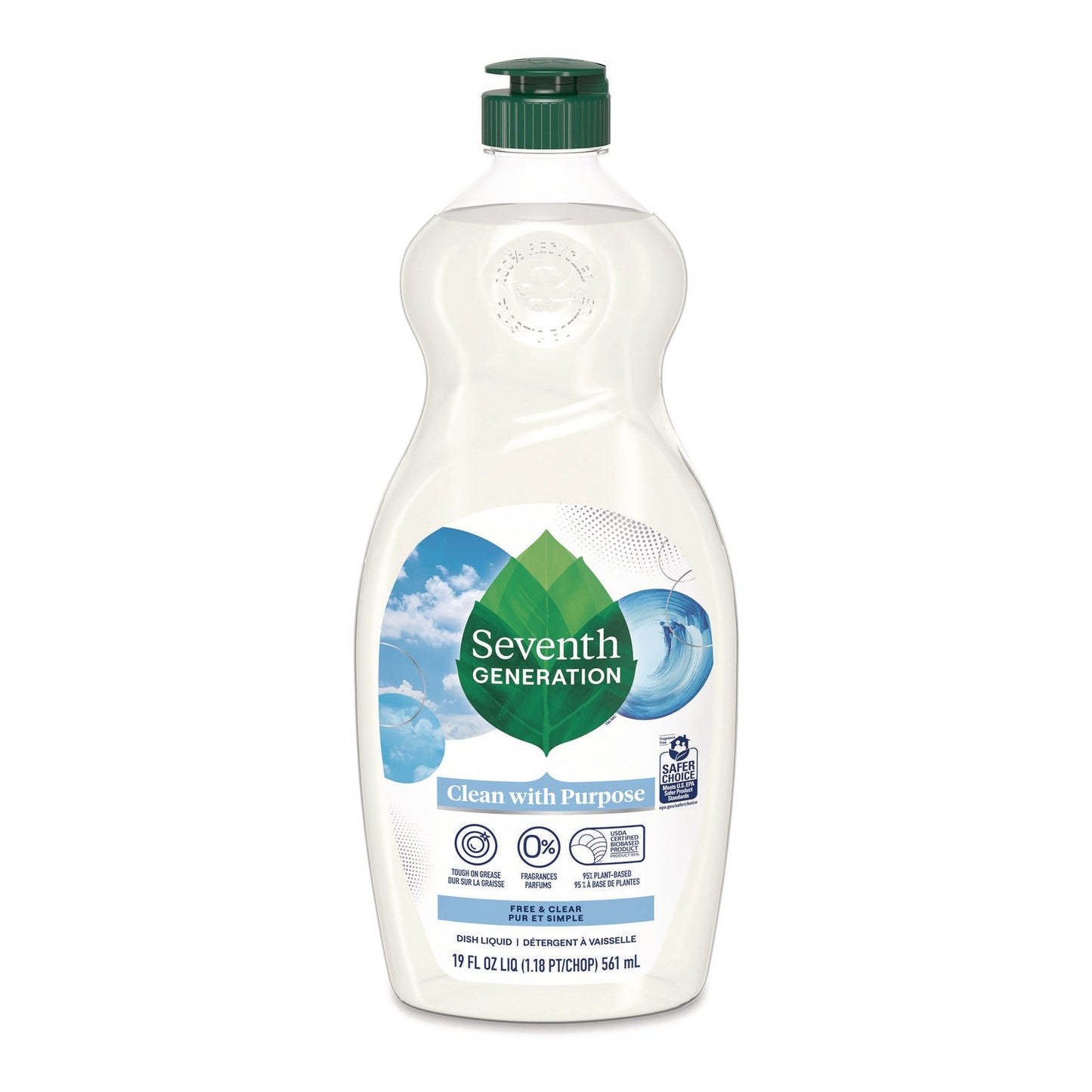 Natural Dishwashing Liquid, Free and Clear, 19 oz Bottle - OrderMe