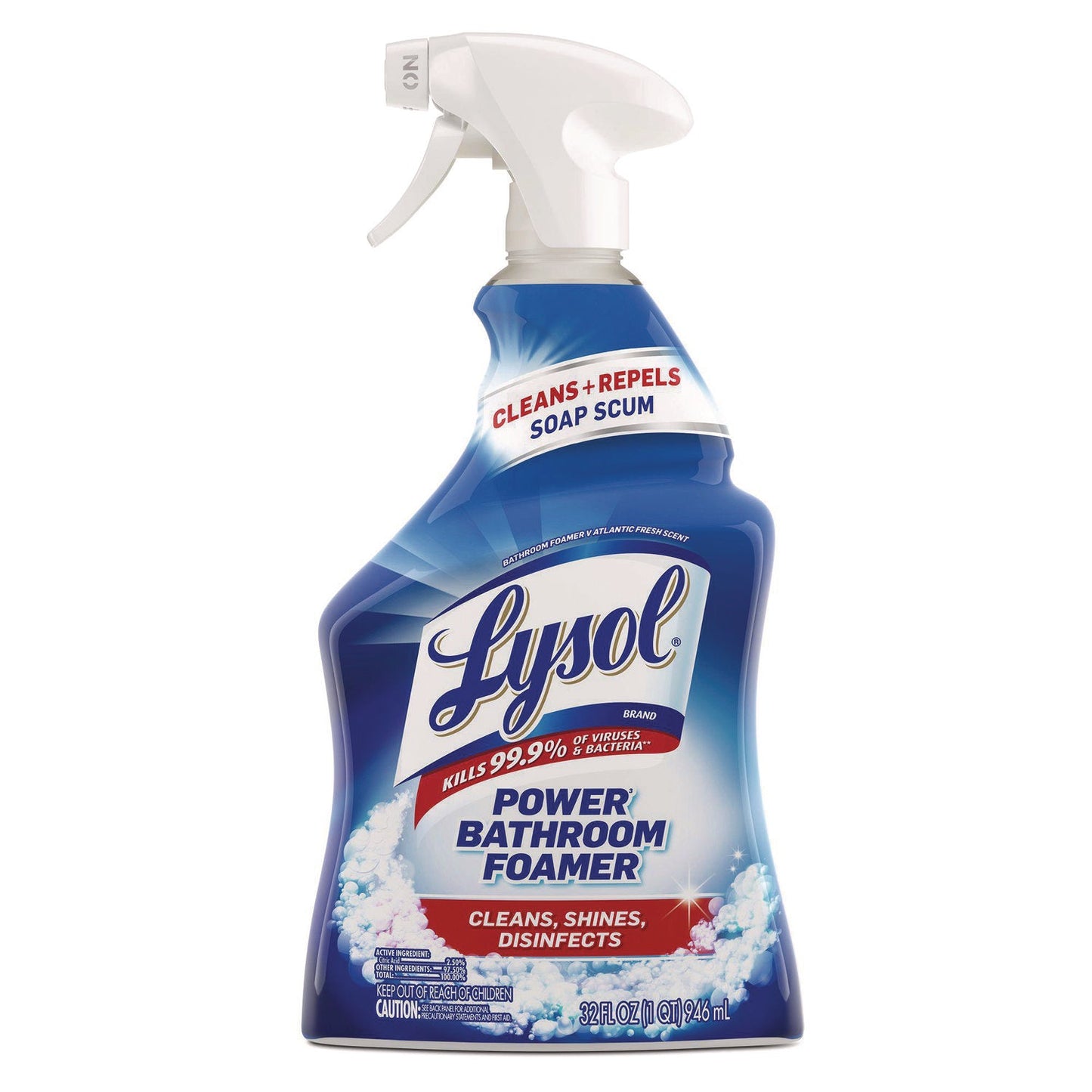 Disinfectant Power Bathroom Foamer, Liquid, Atlantic Fresh, 32 oz Spray Bottle - OrderMe