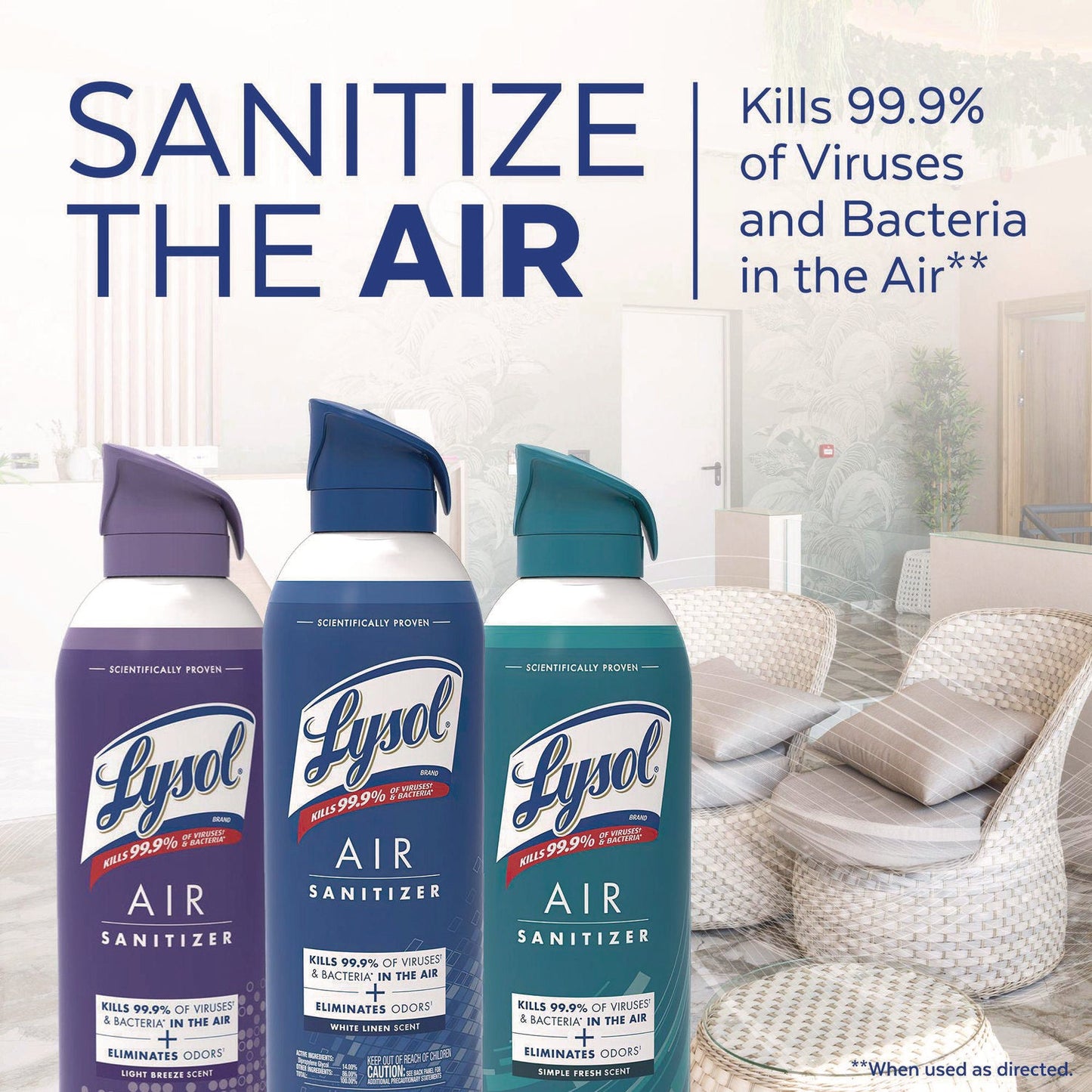 Air Sanitizer Spray, Light Breeze Scent, 10 oz Aerosol Can, 6/Carton - OrderMe