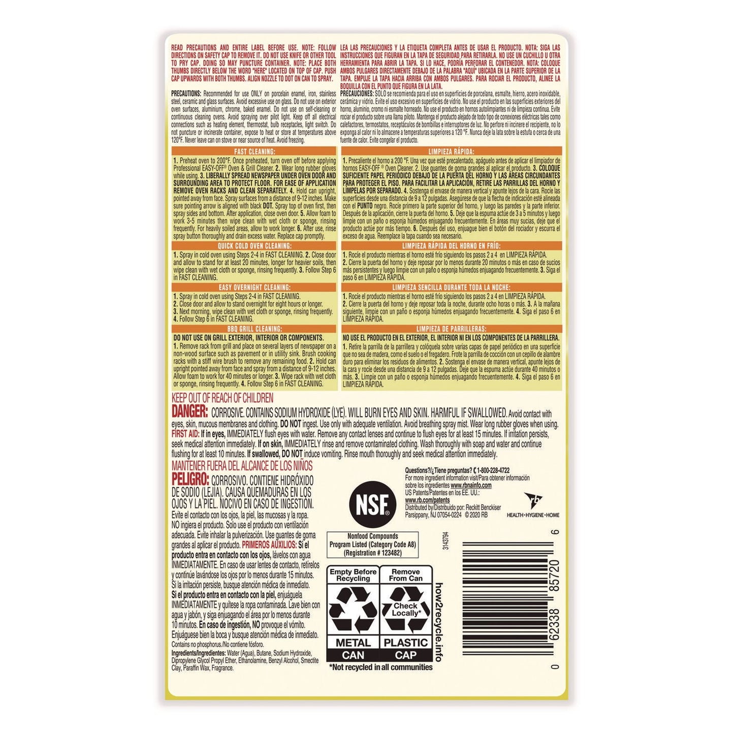 Oven and Grill Cleaner, Unscented, 24 oz Aerosol Spray - OrderMe