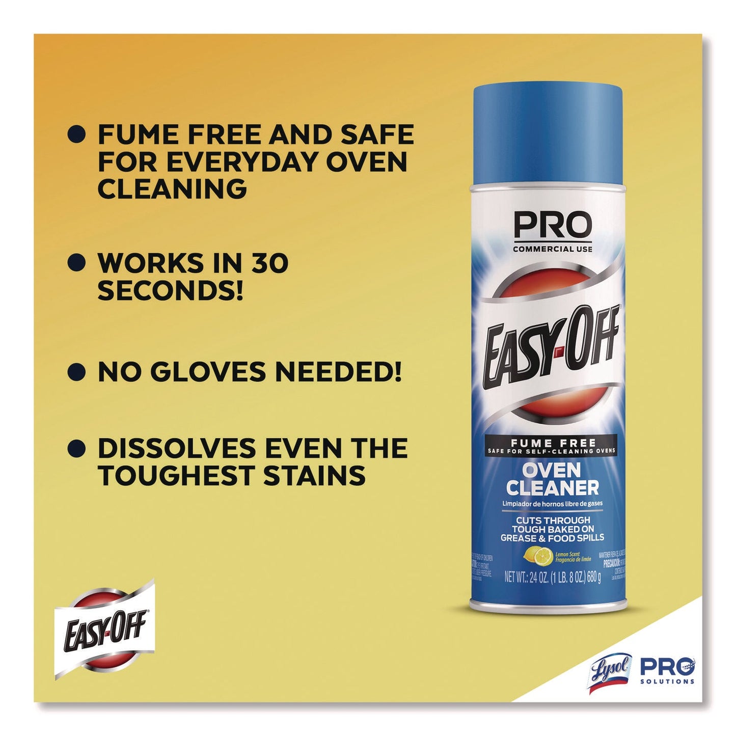 Fume-Free Max Oven Cleaner, Foam, Lemon, 24 oz Aerosol Spray - OrderMe