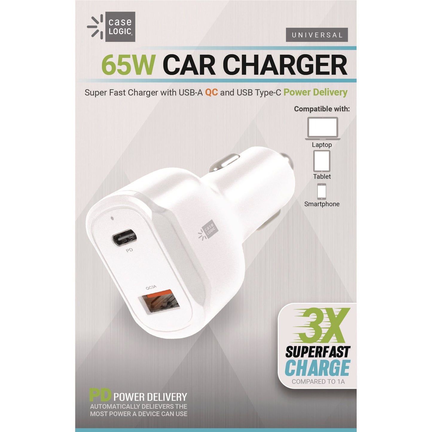 PD Car Charger, 60 W, Two 2 A Ports, White - OrderMe