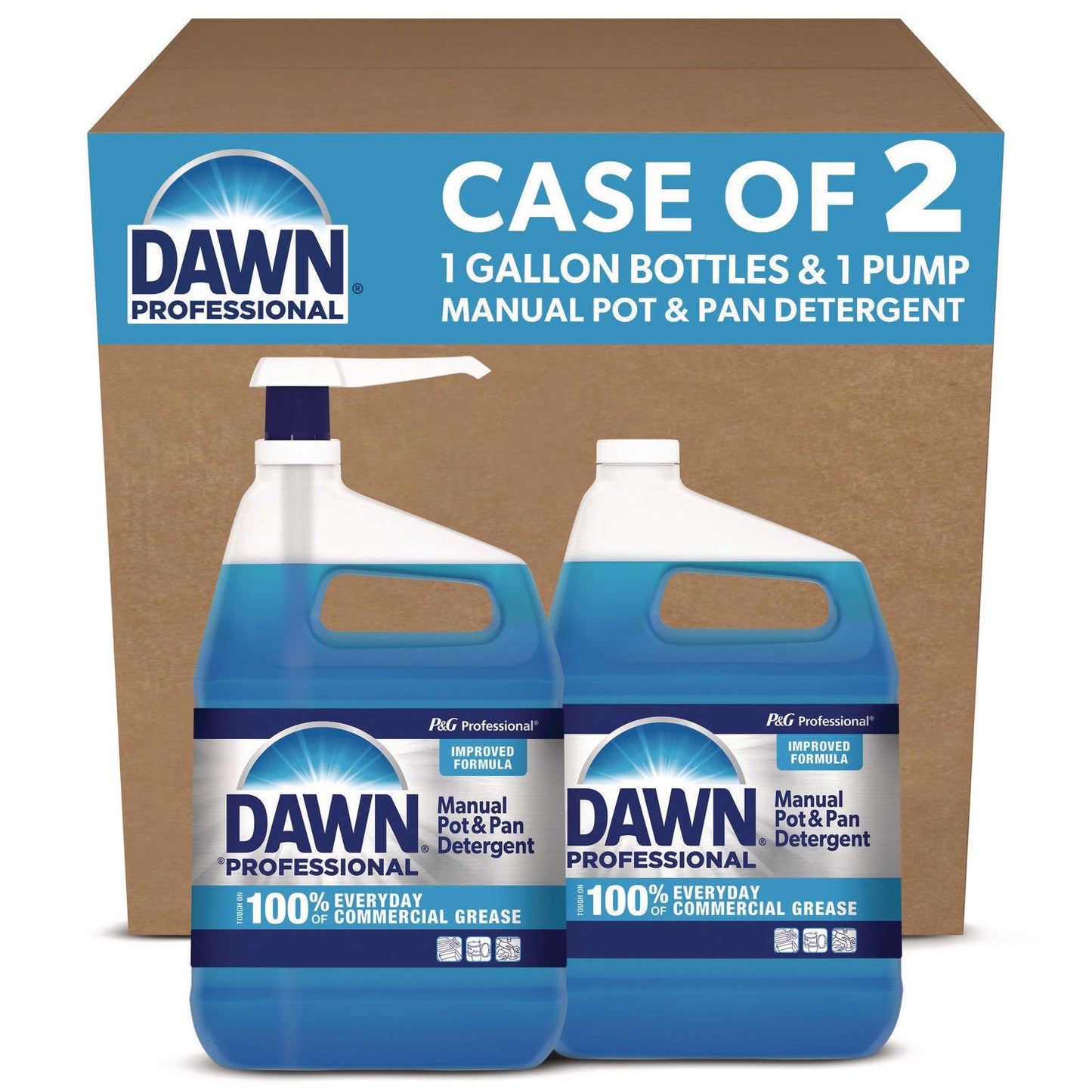 Manual Pot and Pan Dish Detergent with Pump, Original Scent, (1) Pump and (2) 1 gal Bottles/Carton - OrderMe