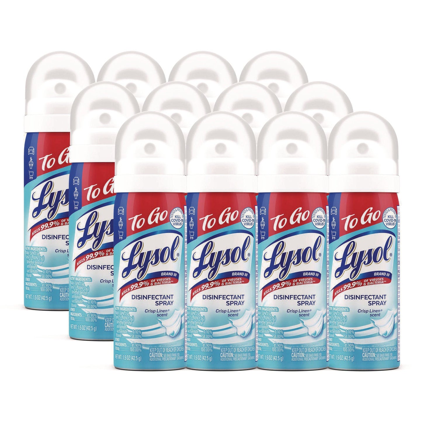 Disinfectant Spray To Go, Crisp Linen Scent, 1.5 oz Aerosol Spray, 12/Carton - OrderMe