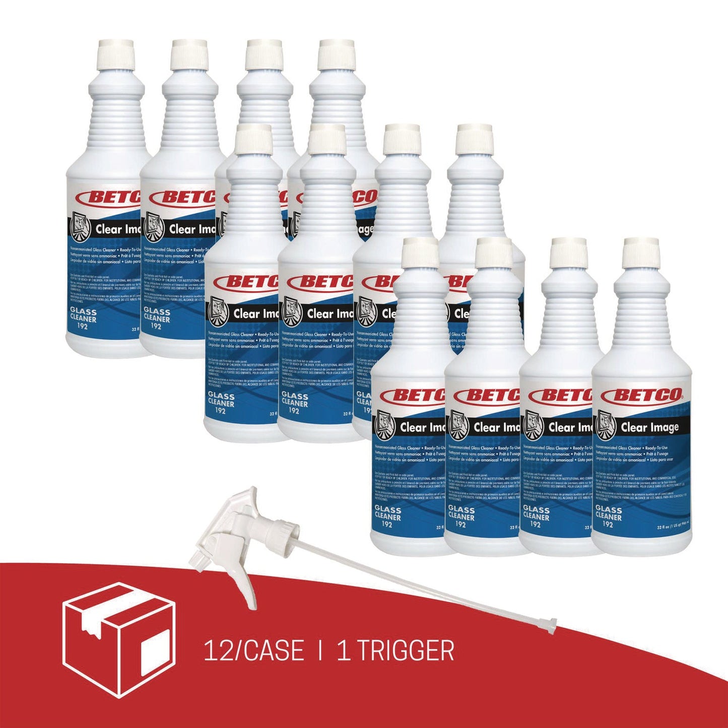 Clear Image Glass and Surface Cleaner, Rain Fresh Scent, 32 oz Bottle, 12/Carton - OrderMe