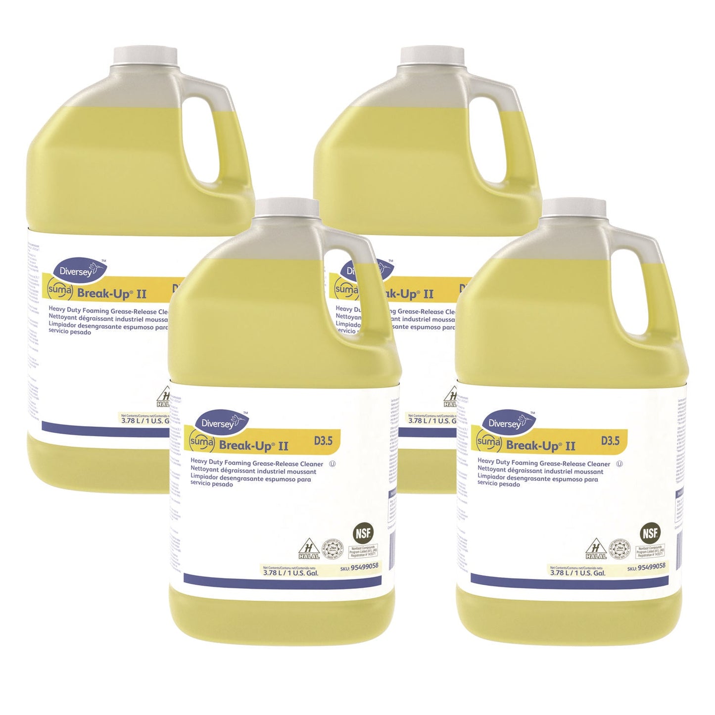 Suma Break-Up II D3.5 Heavy-Duty Foaming Grease-Release Cleaner, 128 oz Bottle, 4/Carton - OrderMe