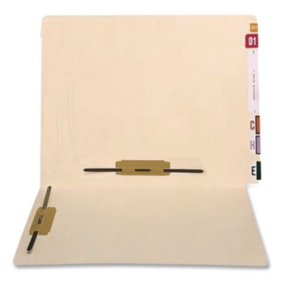 End Tab Fastener File Folder, 0.75" Expansion, 1 Horizontal 1 Vertical Fastener, Letter Size, Manila Exterior, 250/Box