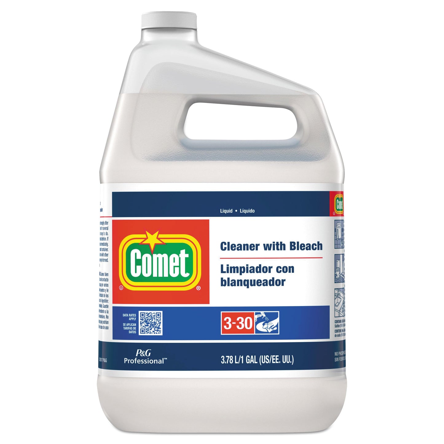 Cleaner with Bleach, Liquid, One Gallon Bottle, 3/Carton - OrderMe