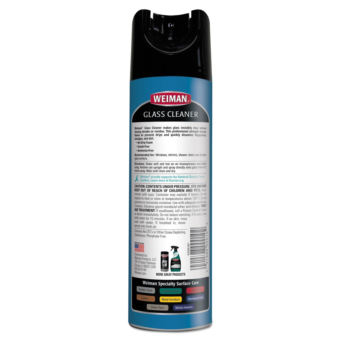 Foaming Glass Cleaner, 19 oz Aerosol Spray Can - OrderMe