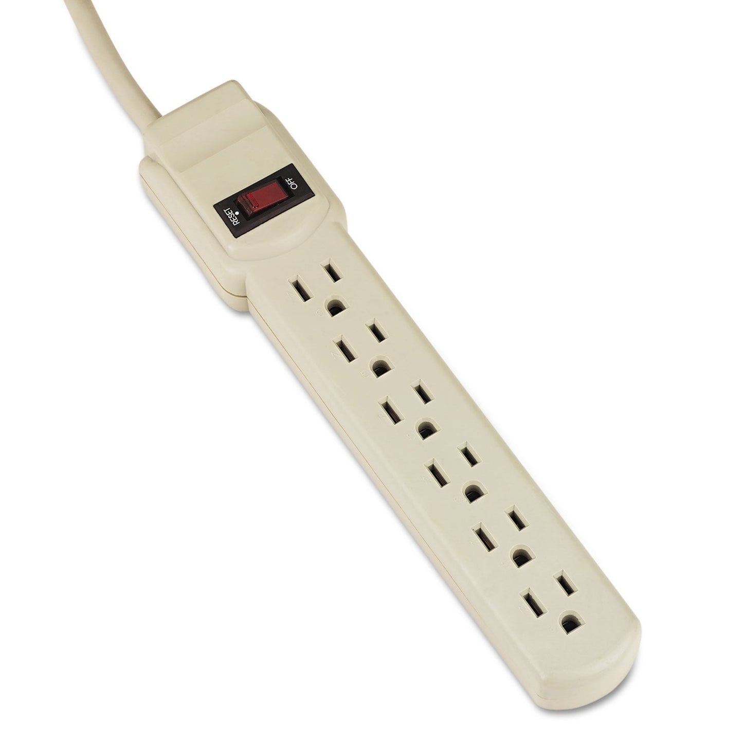 Power Strip, 6 Outlets, 4 ft Cord, Ivory - OrderMe