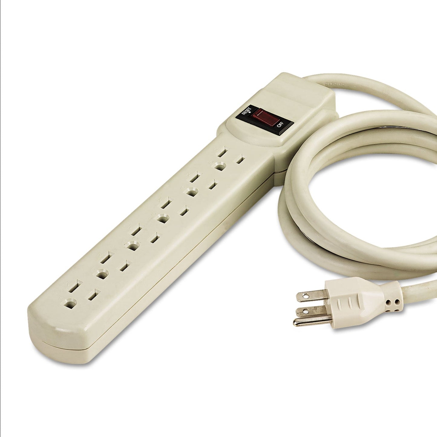 Power Strip, 6 Outlets, 4 ft Cord, Ivory - OrderMe