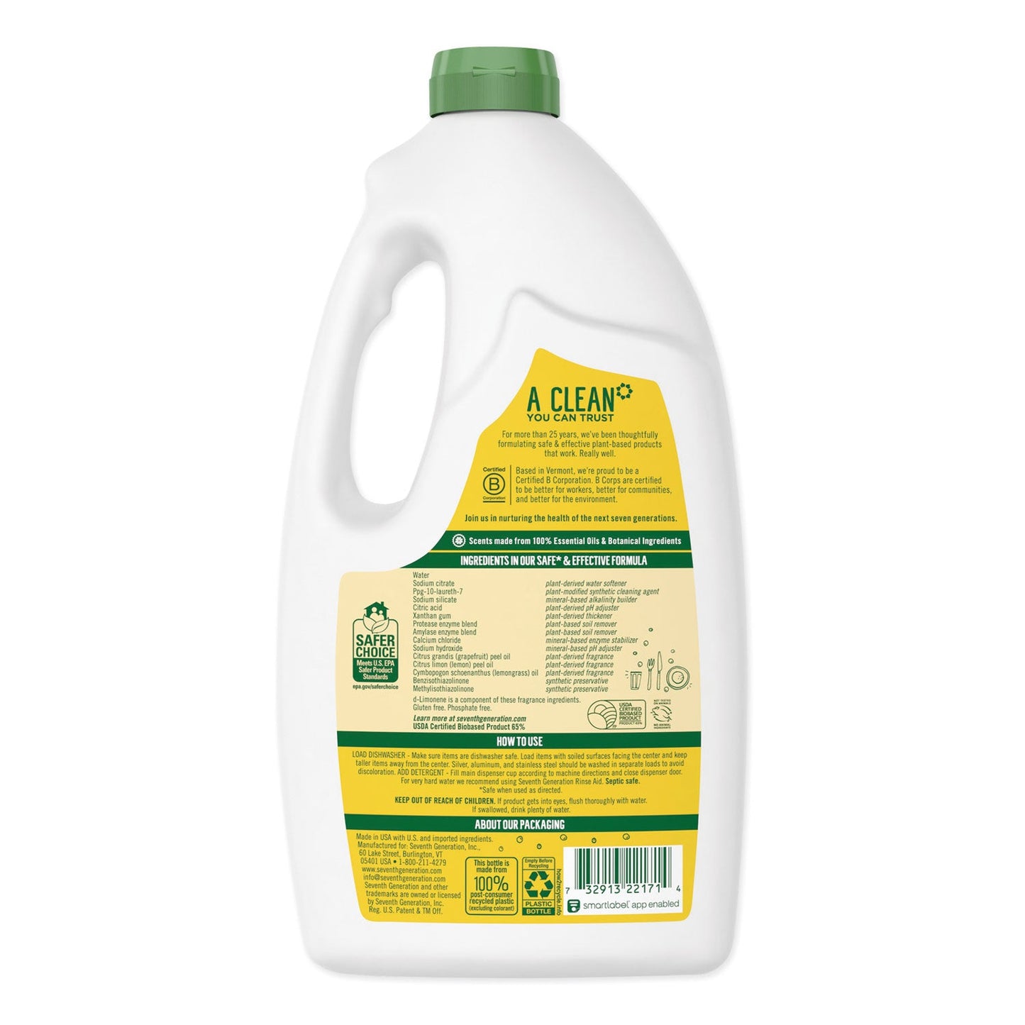 Natural Automatic Dishwasher Gel, Lemon, 42 oz Bottle - OrderMe