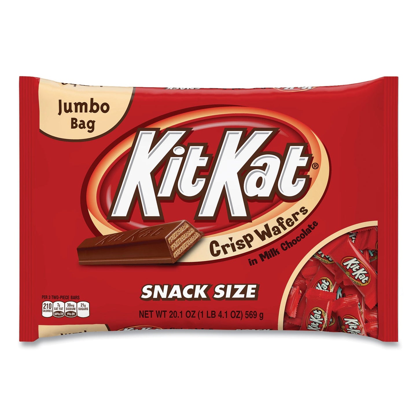 20.1 oz bag of snack size crisp wafers in milk chocolate, featuring branded packaging and product image product-image