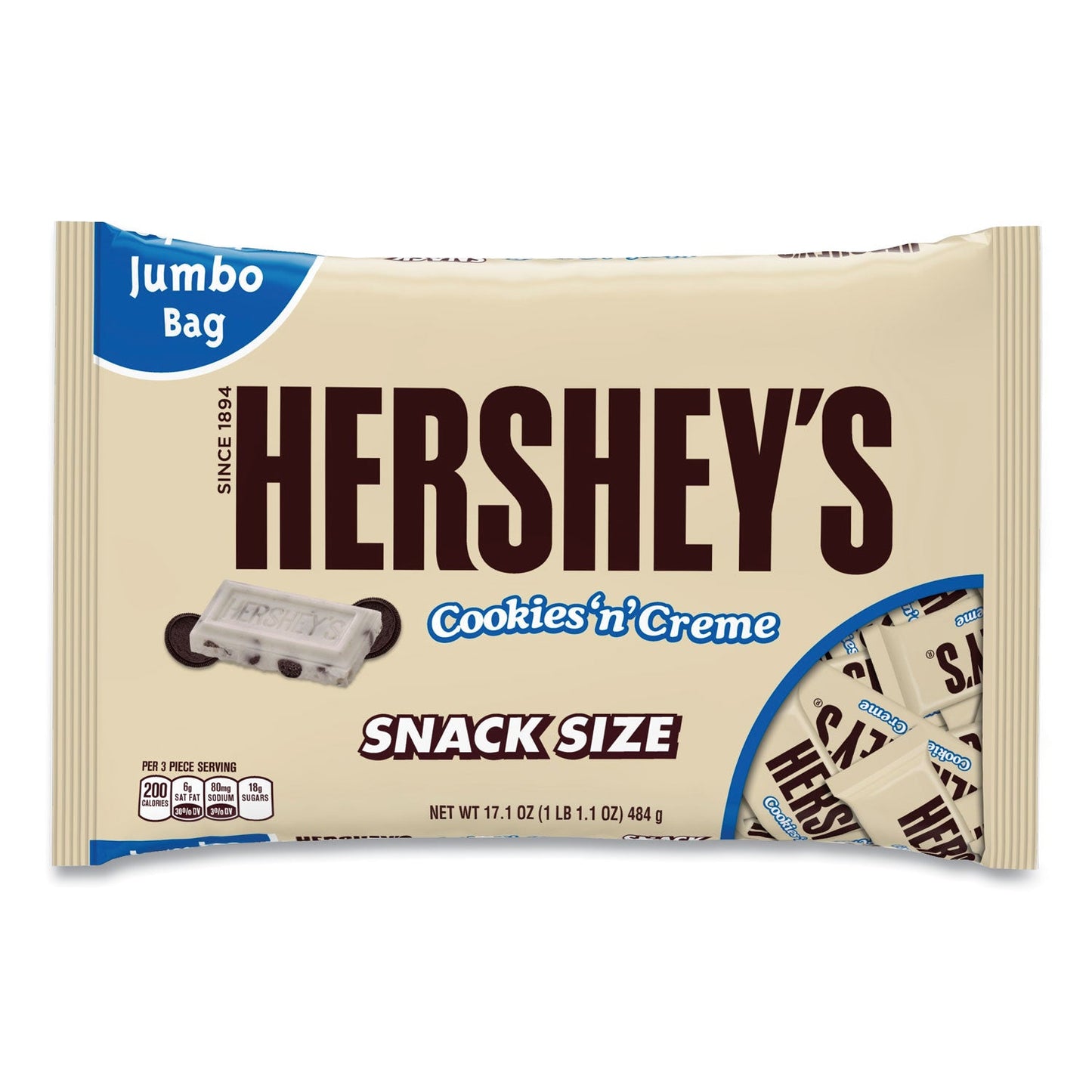 Pack of two 17.1 oz bags of Cookies n Creme snack size bars, shown with branded packaging product-image