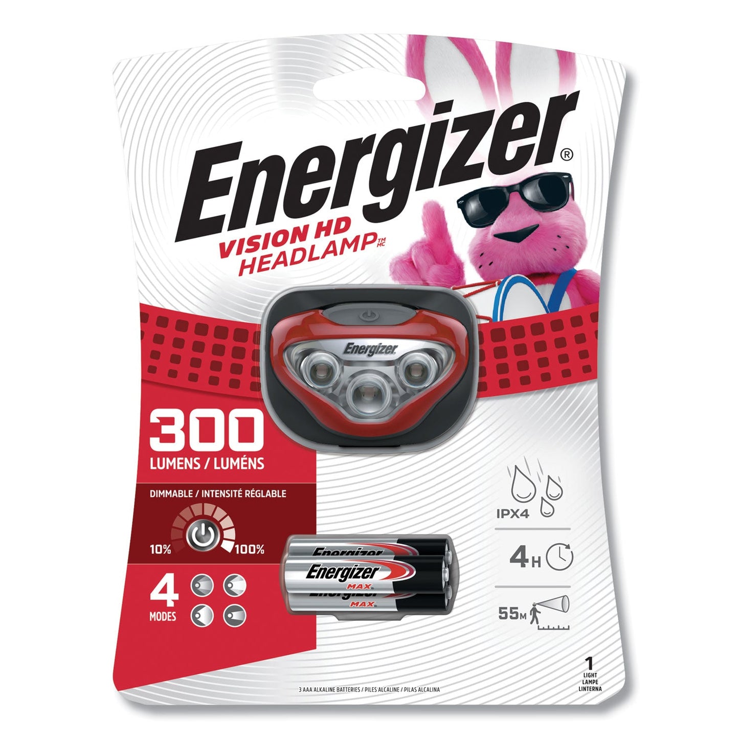 LED Headlight, 3 AAA Batteries (Included), Red - OrderMe