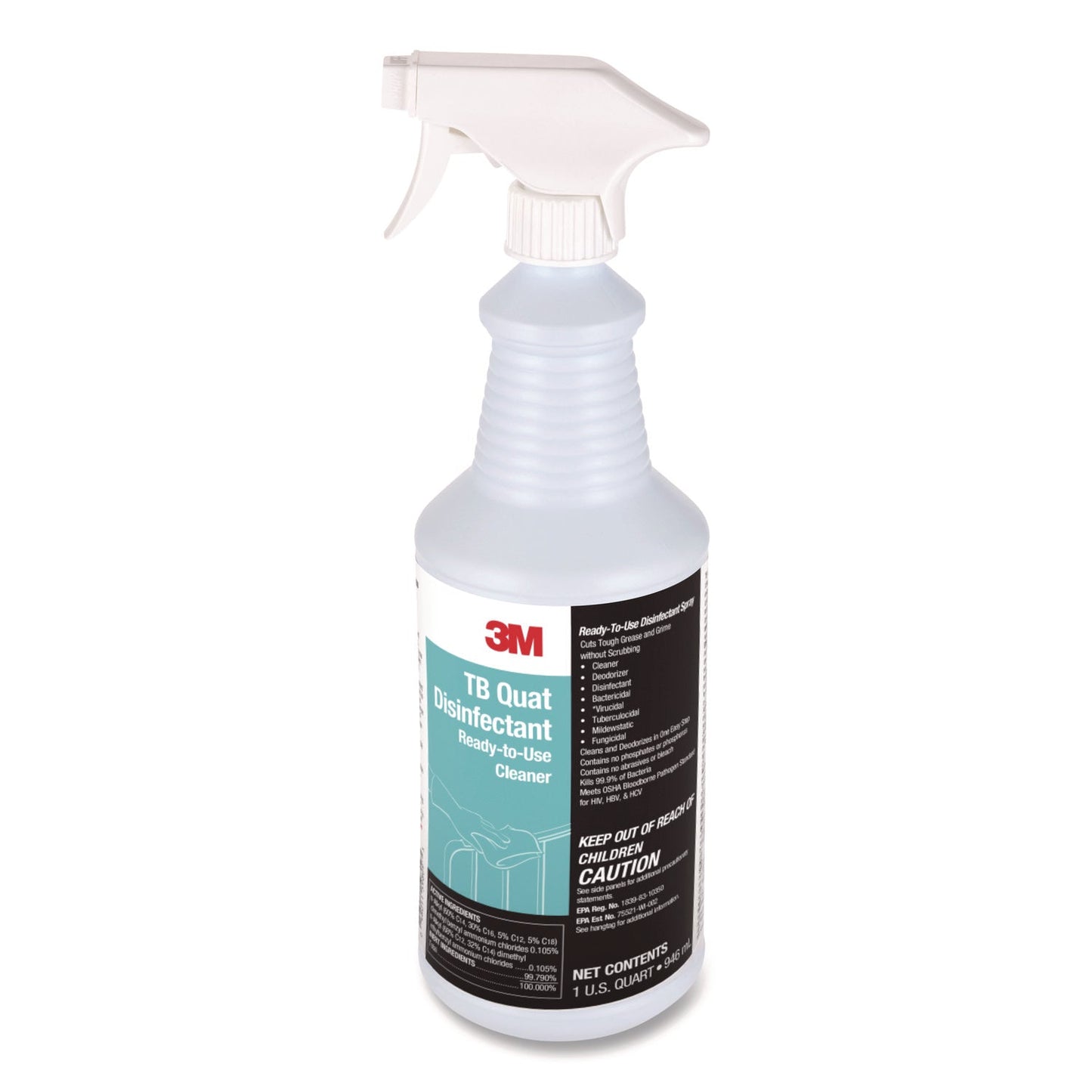 TB Quat Disinfectant Ready-to-Use Cleaner, 32 oz Bottle, 12 Bottles and 2 Spray Triggers/Carton - OrderMe