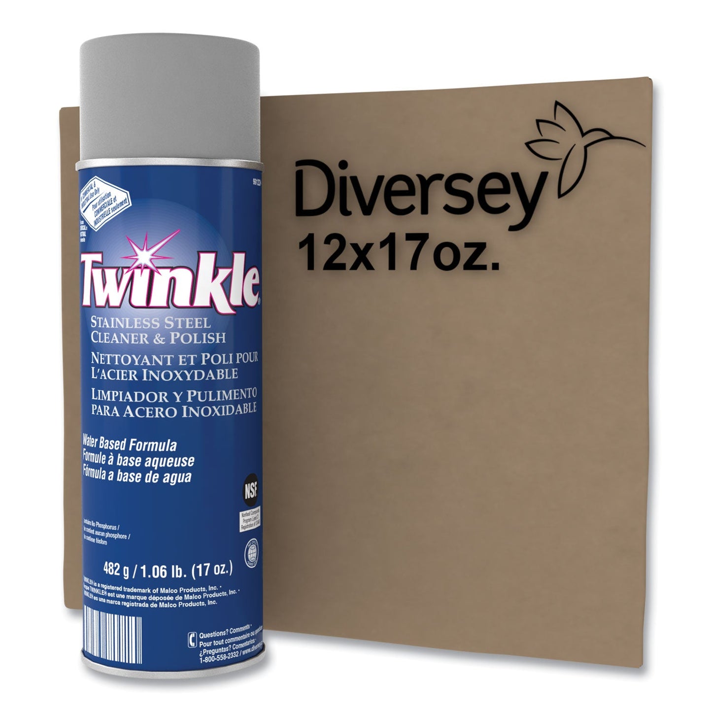 Stainless Steel Cleaner and Polish, 17 oz Aerosol Spray, 12/Carton - OrderMe