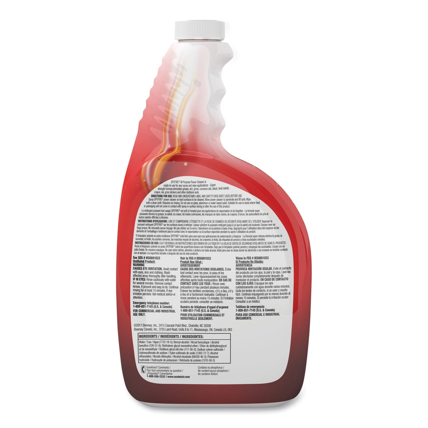 Spitfire All Purpose Power Cleaner, Liquid, 32 oz Spray Bottle, 4/Carton - OrderMe