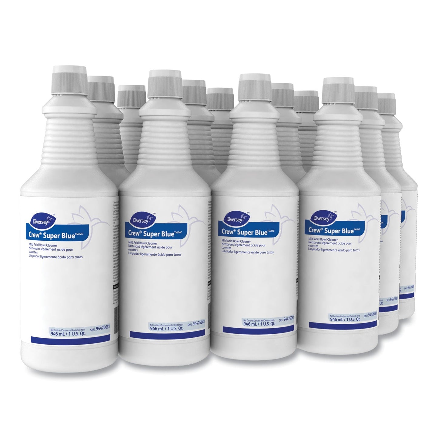 Crew Super Blue Mild Acid Bowl Cleaner, Citrus, 32 oz Squeeze Bottle, 12/Carton - OrderMe