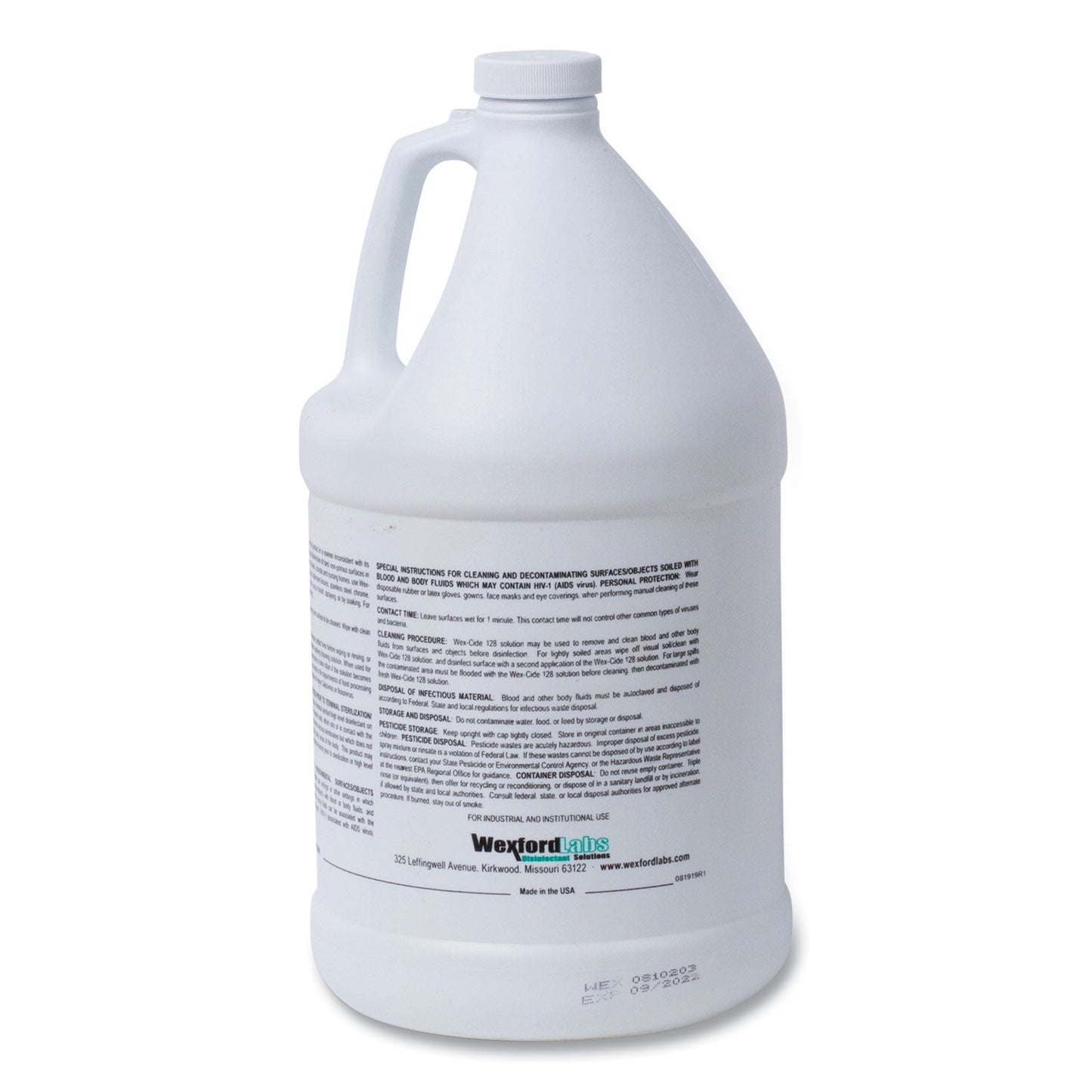 Wex-Cide Concentrated Disinfecting Cleaner, Nectar Scent, 128 oz Bottle, 4/Carton - OrderMe
