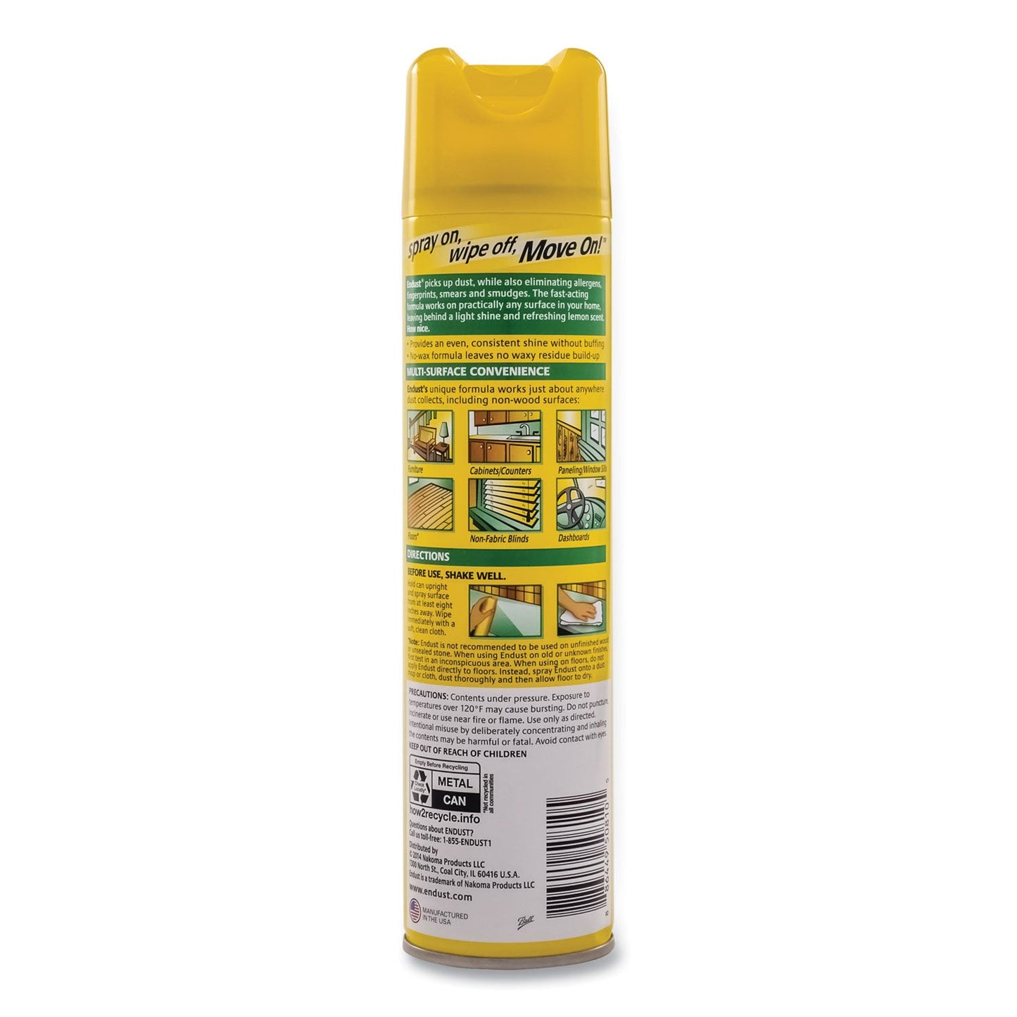 Endust Multi-Surface Dusting and Cleaning Spray, Lemon Zest, 12.5 oz Aerosol Spray, 6/Carton - OrderMe