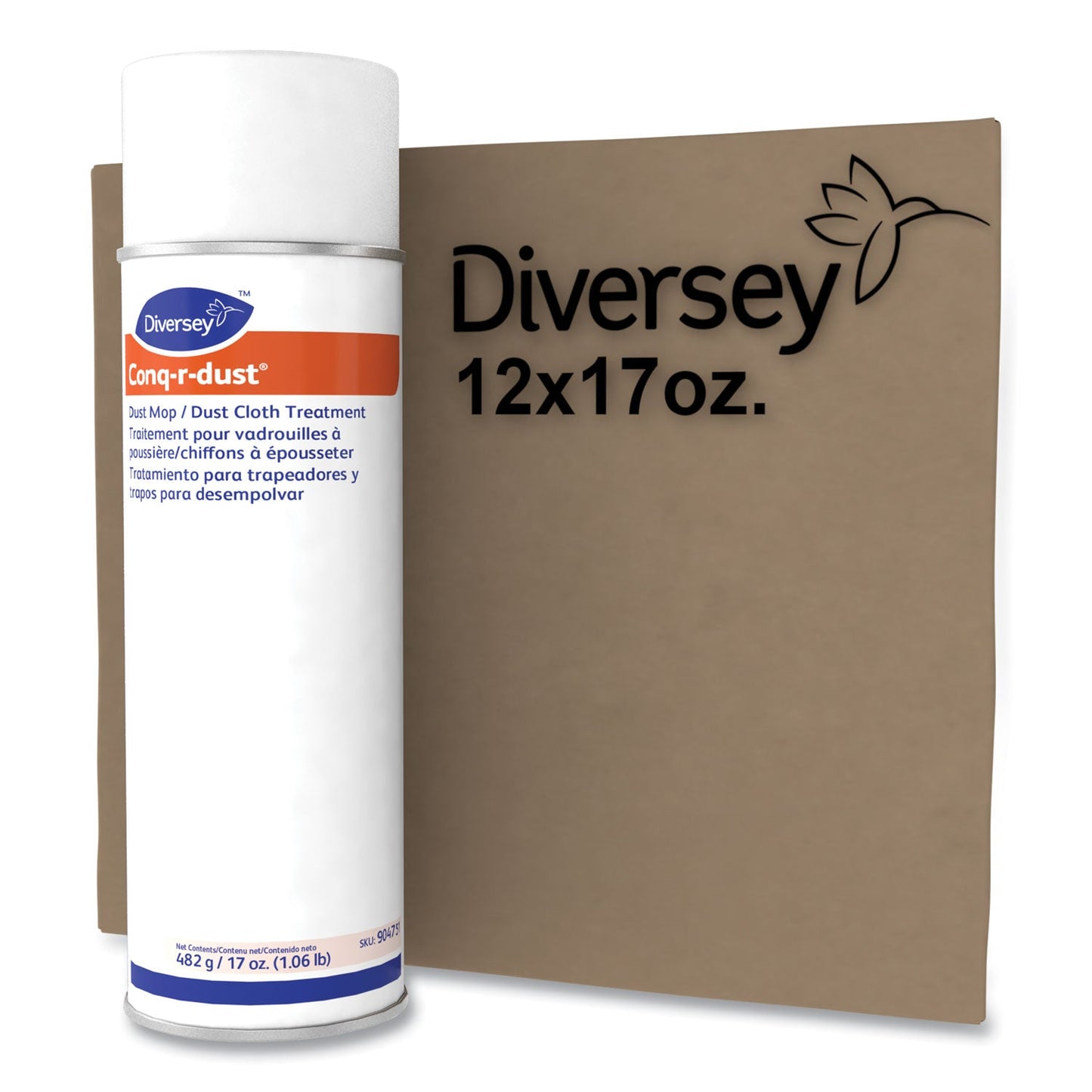 Conq-r-Dust Dust Mop/Dust Cloth Treatment, Amine Scent, 17 oz Aerosol Spray, 12/Carton - OrderMe