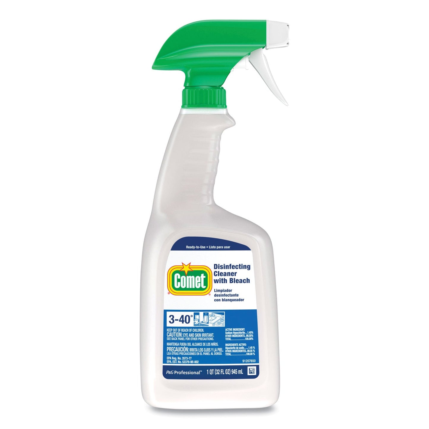 Disinfecting Cleaner with Bleach, 32 oz, Plastic Spray Bottle, Fresh Scent, 8/Carton - OrderMe