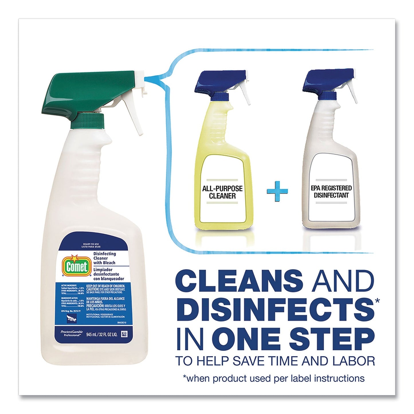Disinfecting Cleaner w/Bleach, 1 gal Bottle, 3/Carton - OrderMe