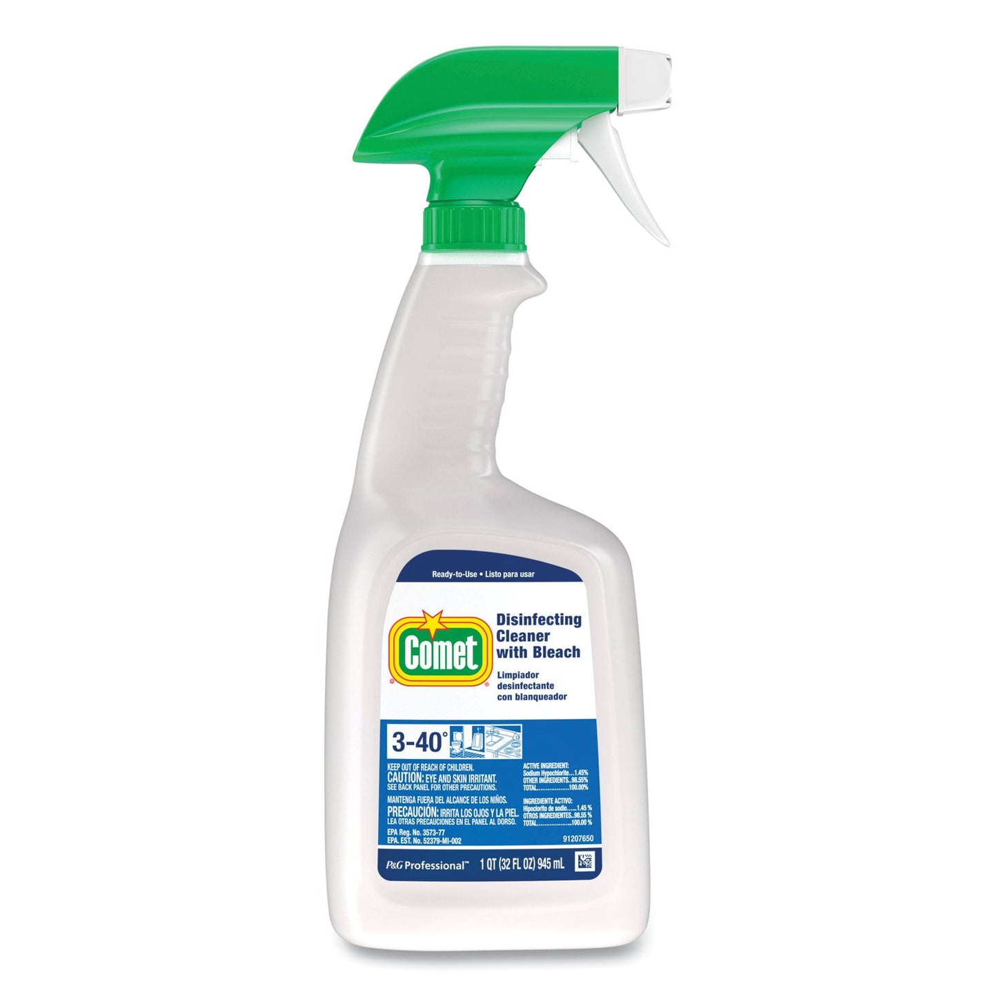Disinfecting Cleaner with Bleach, 32 oz, Plastic Spray Bottle, Fresh Scent, 6/Carton - OrderMe