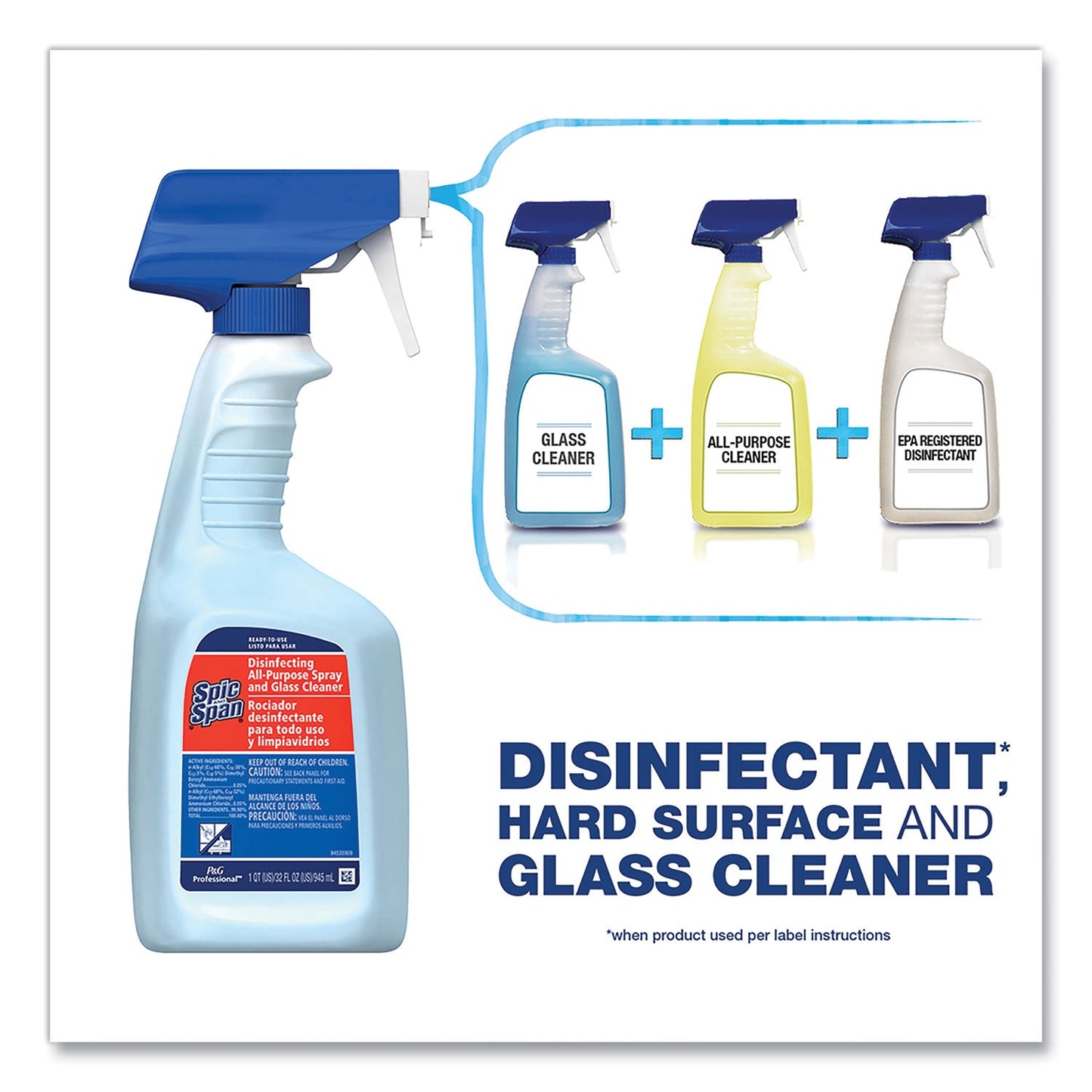 Disinfecting All-Purpose Spray and Glass Cleaner, Fresh Scent, 32 oz Spray Bottle, 8/Carton - OrderMe