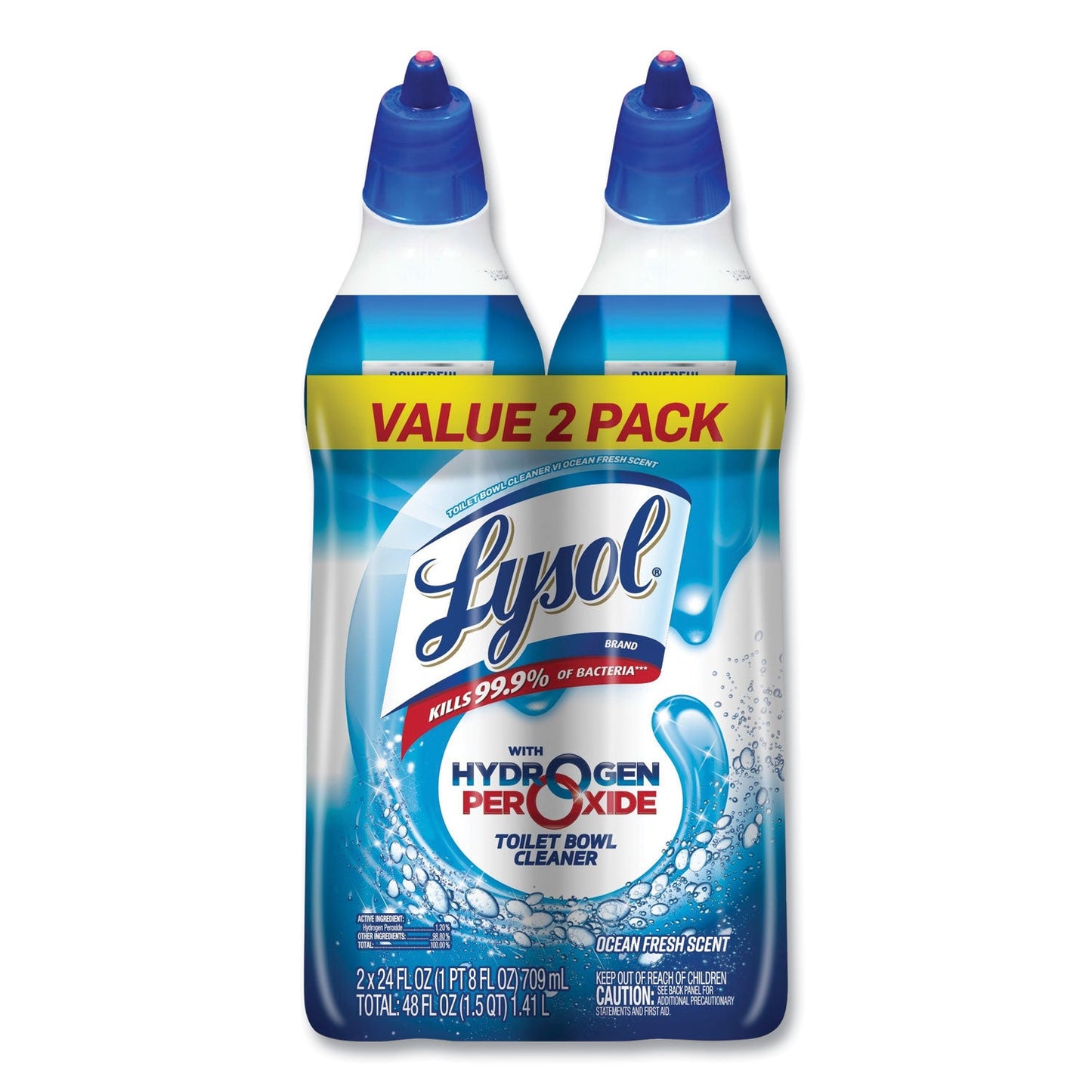 Toilet Bowl Cleaner with Hydrogen Peroxide, Ocean Fresh, 24 oz Angle Neck Bottle, 2/Pack, 4 Packs/Carton - OrderMe