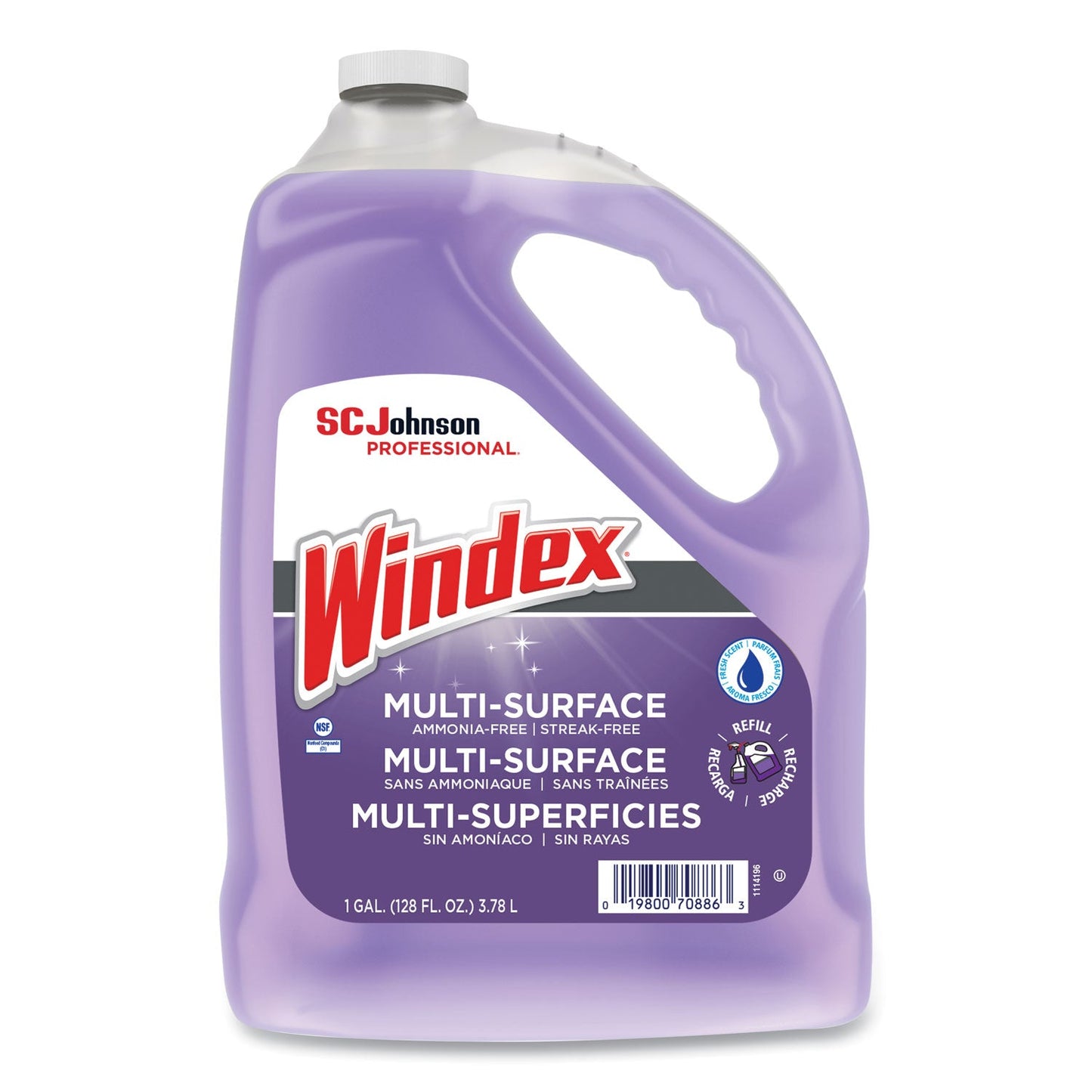Non-Ammoniated Glass/Multi Surface Cleaner, Pleasant Scent, 128 oz Bottle, 4/CT - OrderMe