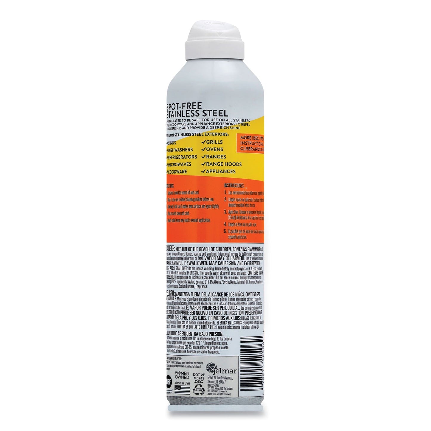 Spot-Free Stainless Steel Cleaner, Citrus, 12 oz Can, 6/Carton - OrderMe