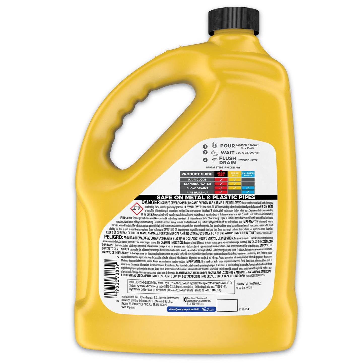 Max Gel Clog Remover, Bleach Scent, 128 oz Bottle - OrderMe