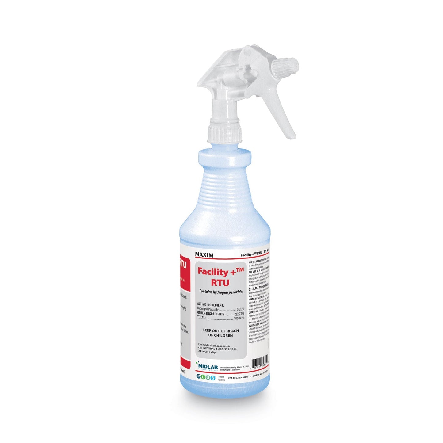 Facility+ RTU Disinfectant, Safe-to-Ship, Unscented, 32 oz, 6/Carton - OrderMe