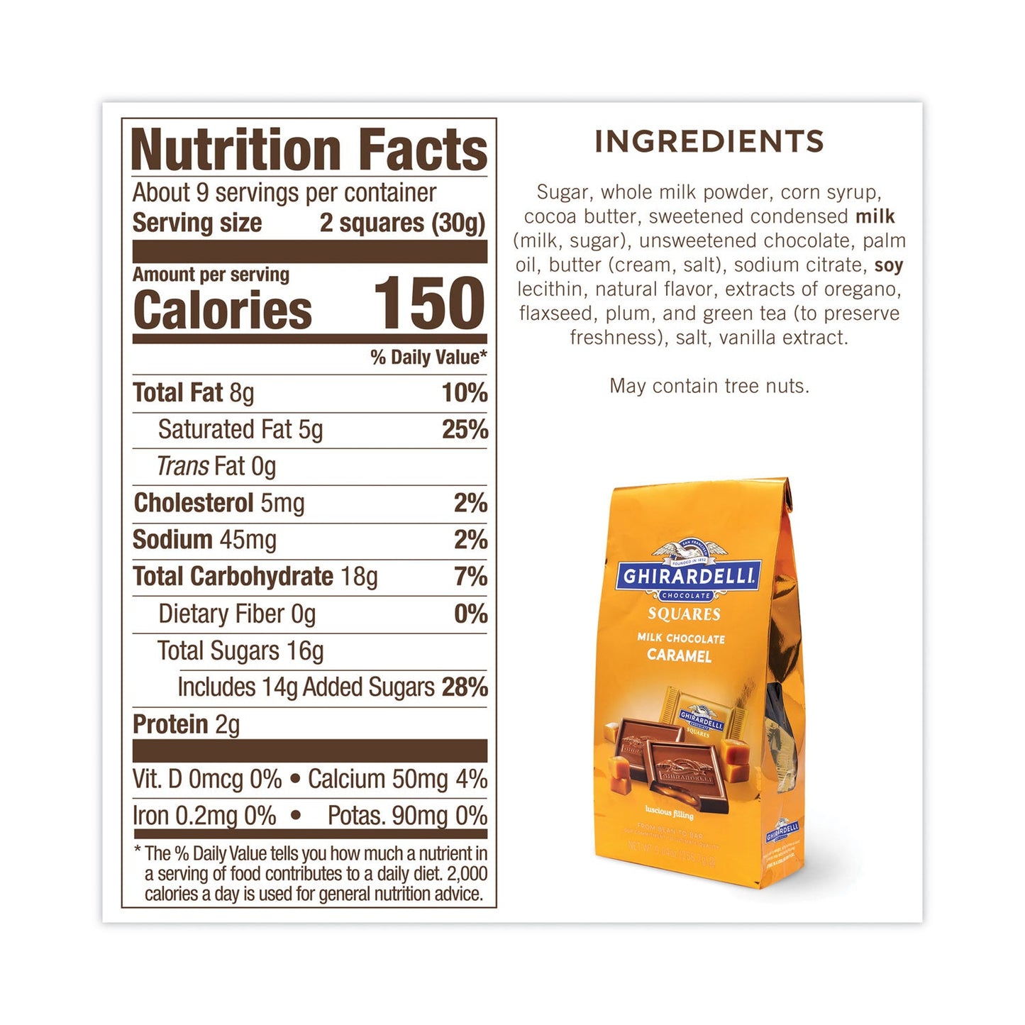 Unwrapped chocolate square revealing caramel filling on clean surface.product-image