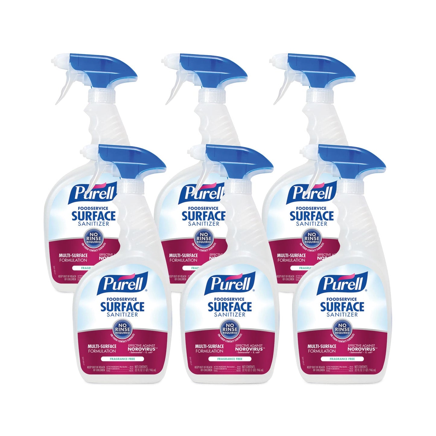 Foodservice Surface Sanitizer3, Fragrance Free, 32 oz Bottle with Spray Trigger Attached, 6/Carton - OrderMe