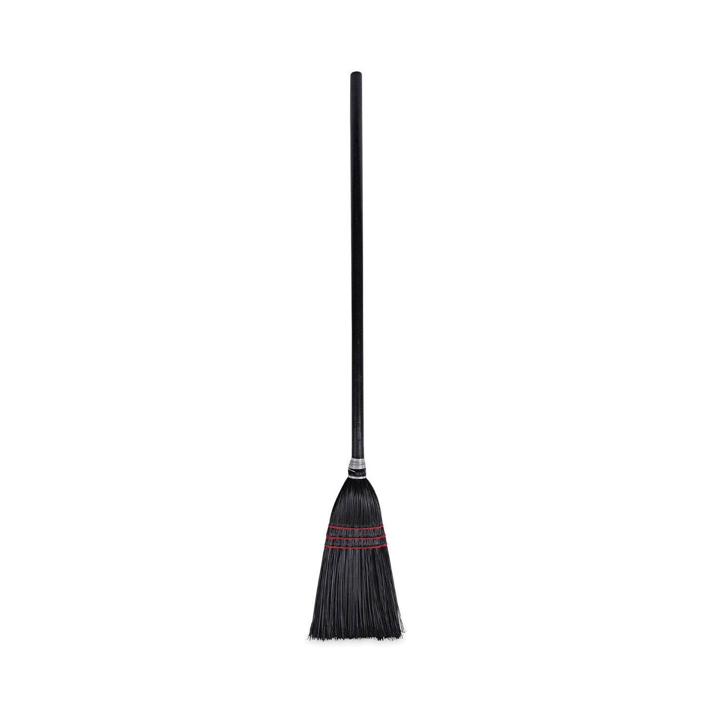 Flag Tipped Poly Lobby Brooms, Flag Tipped Poly Bristles, 38" Overall Length, Natural/Black, 12/Carton - OrderMe