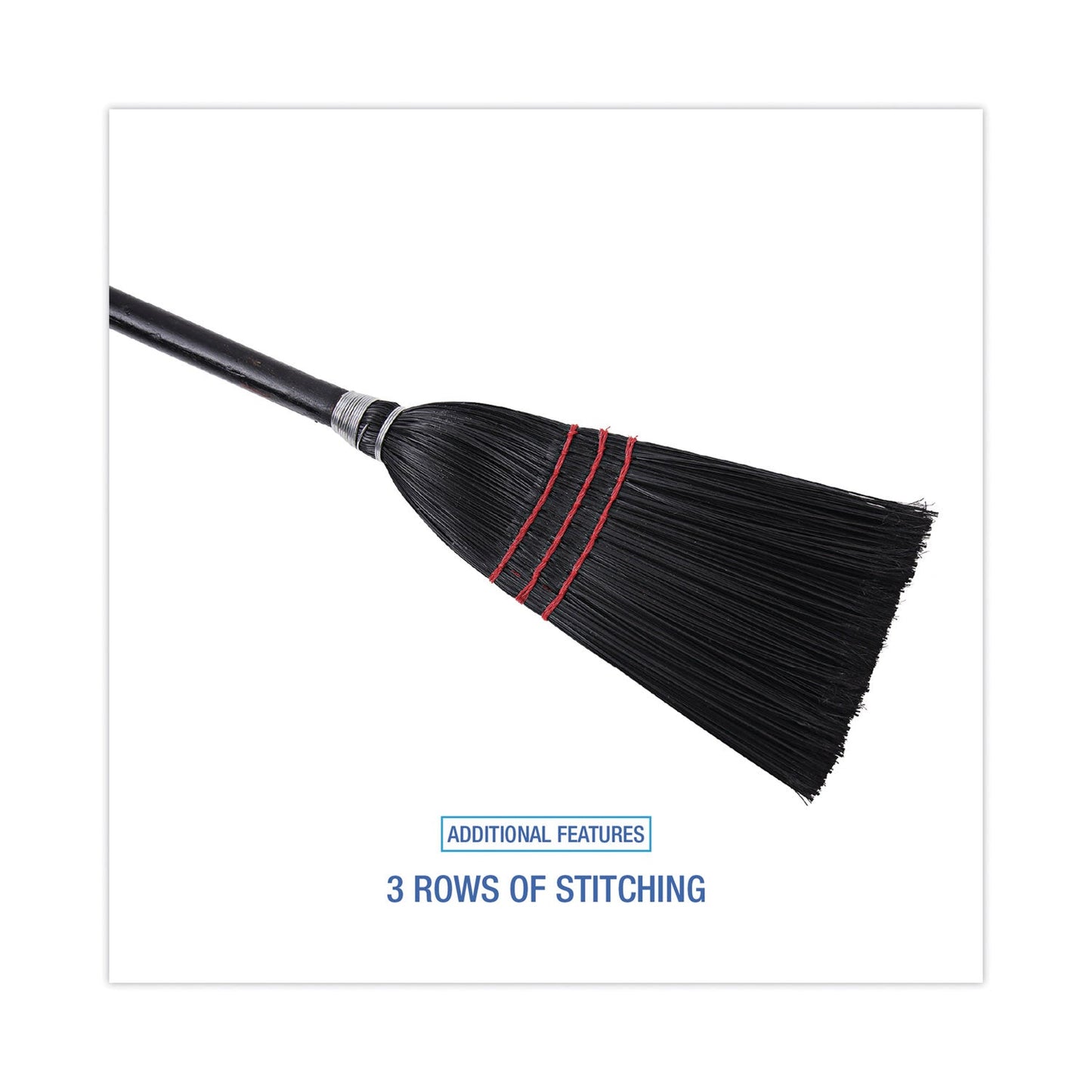 Flag Tipped Poly Lobby Brooms, Flag Tipped Poly Bristles, 38" Overall Length, Natural/Black, 12/Carton - OrderMe