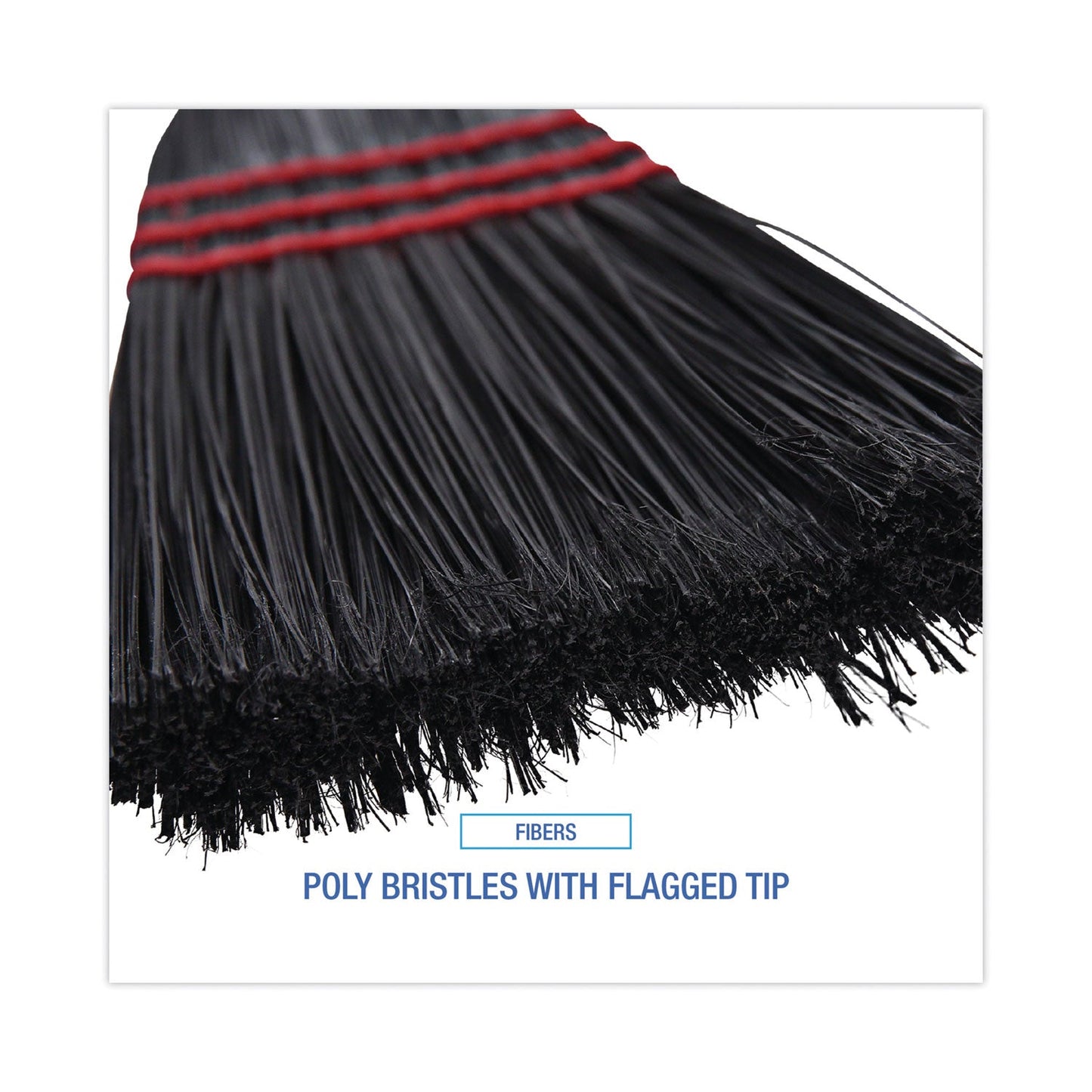 Flag Tipped Poly Lobby Brooms, Flag Tipped Poly Bristles, 38" Overall Length, Natural/Black, 12/Carton - OrderMe