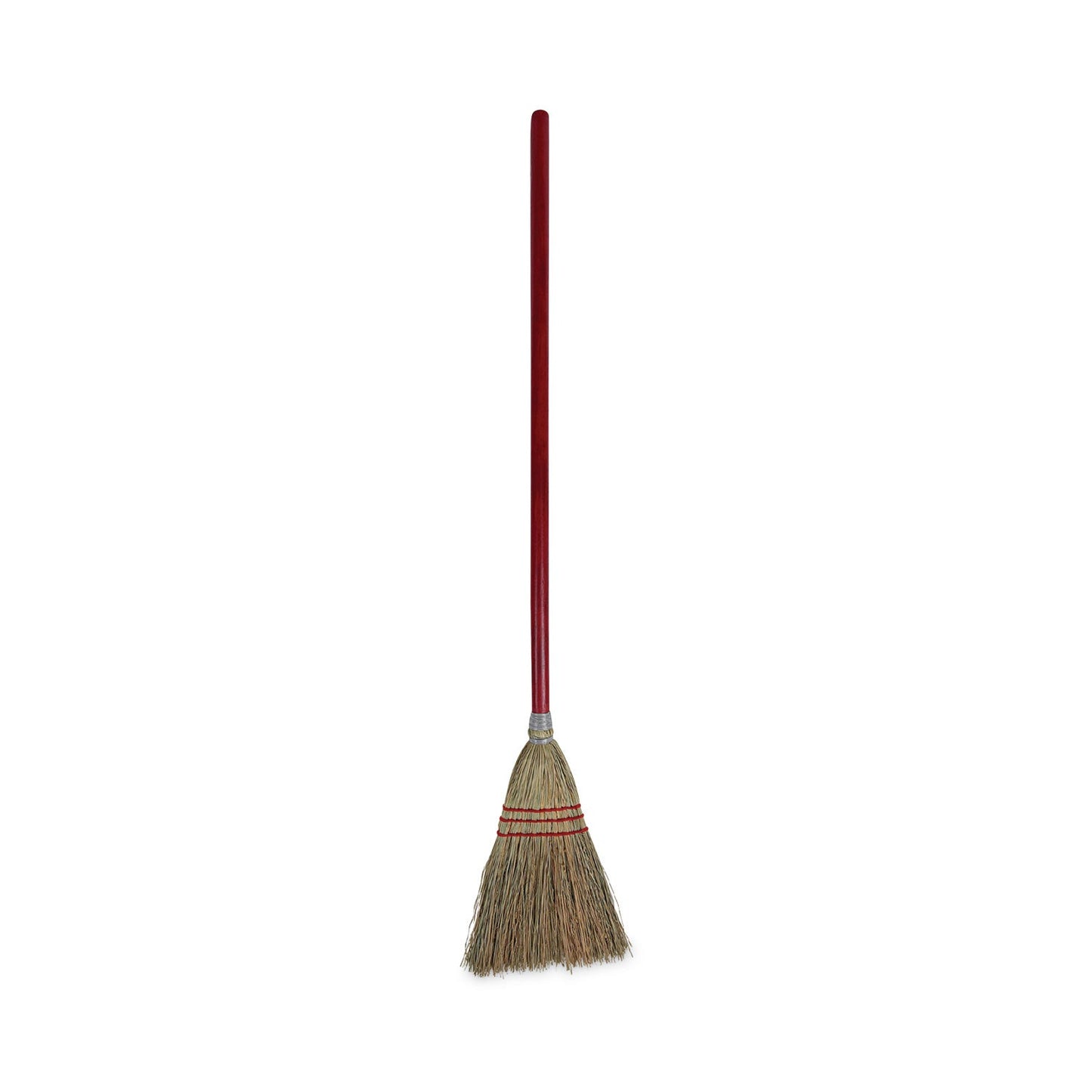 Corn Fiber Lobby/Toy Broom, Corn Fiber Bristles, 39" Overall Length, Red, 12/Carton - OrderMe
