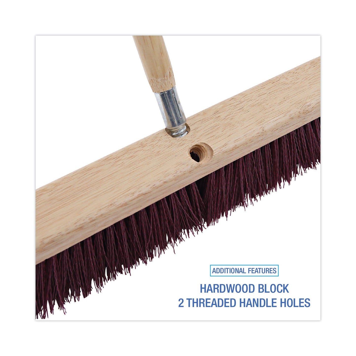 Floor Brush Head, 3" Maroon Heavy-Duty Polypropylene Bristles, 18" Brush - OrderMe