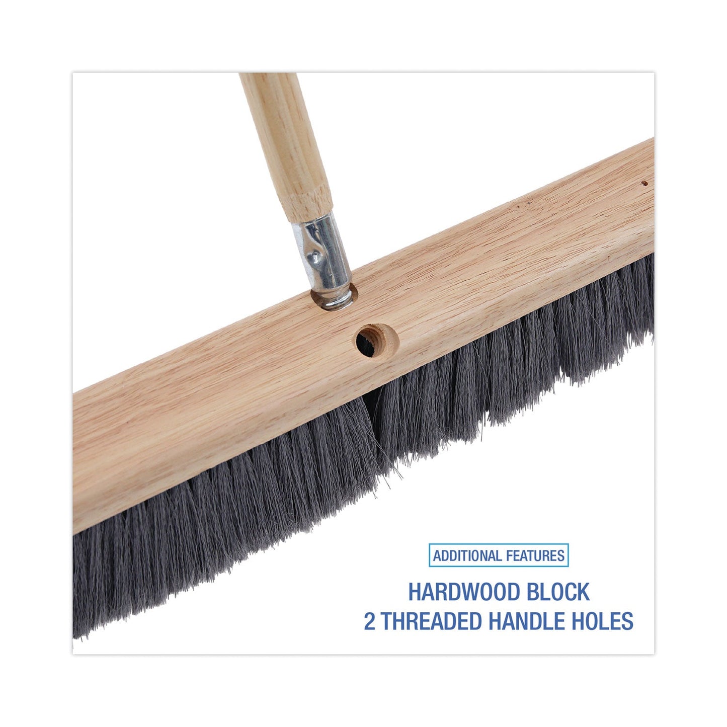 Floor Brush Head, 3" Gray Flagged Polypropylene Bristles, 24" Brush - OrderMe