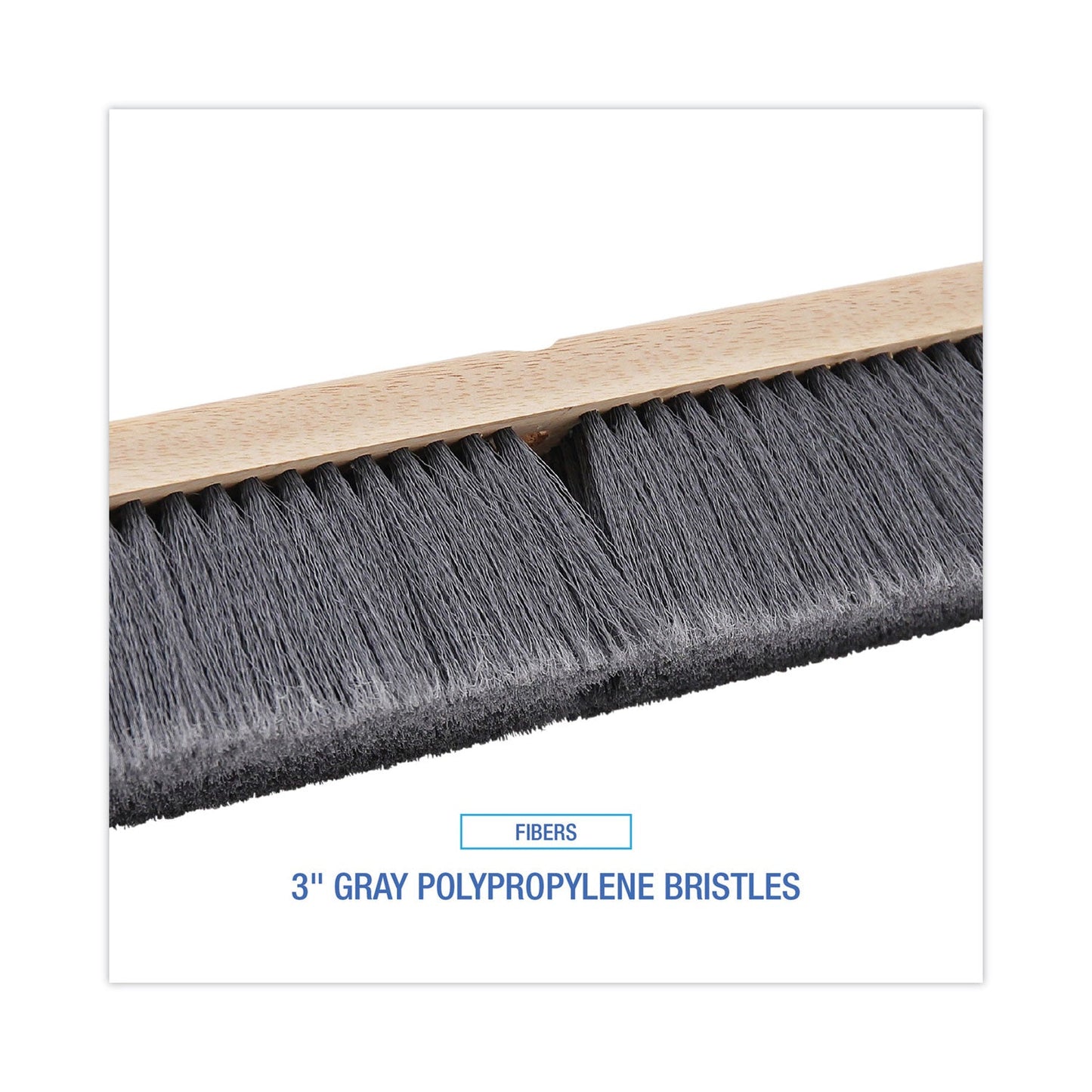 Floor Brush Head, 3" Gray Flagged Polypropylene Bristles, 24" Brush - OrderMe