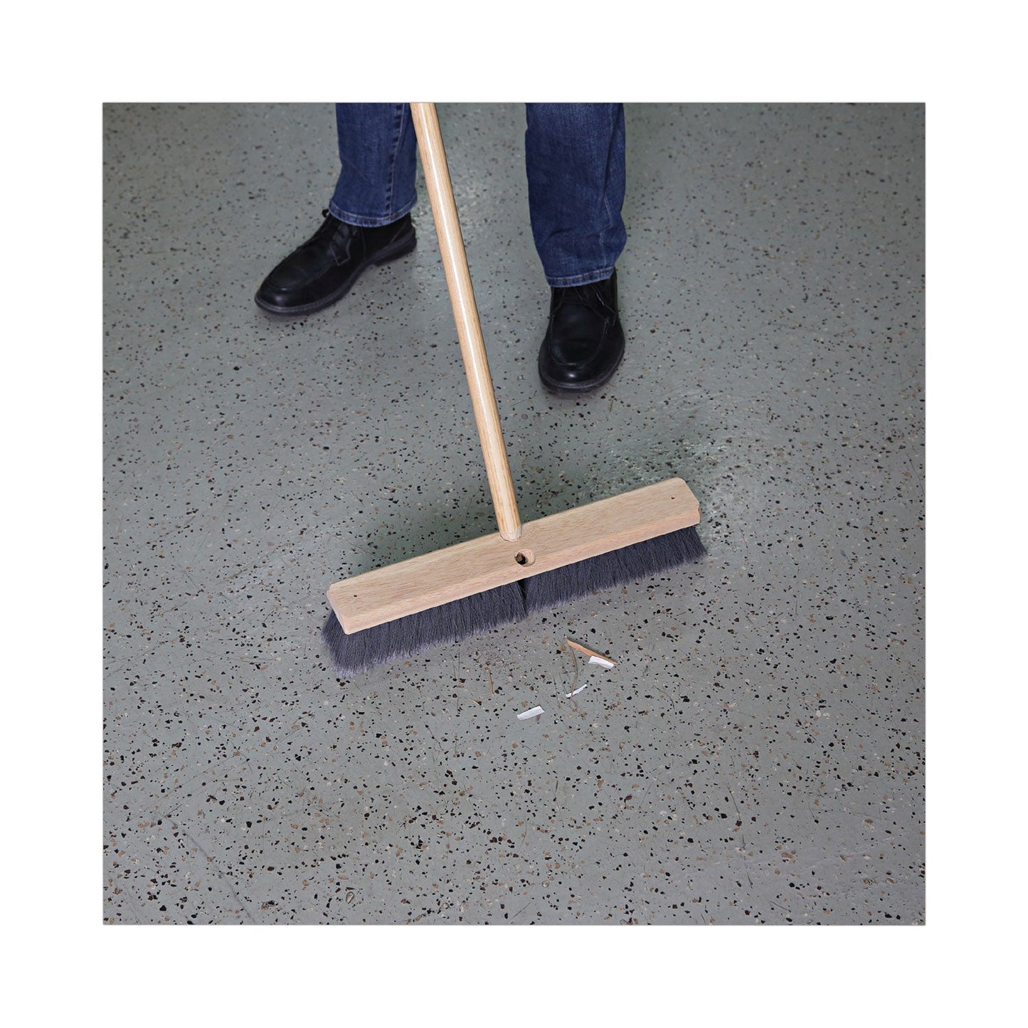 Floor Brush Head, 3" Gray Flagged Polypropylene Bristles, 24" Brush - OrderMe