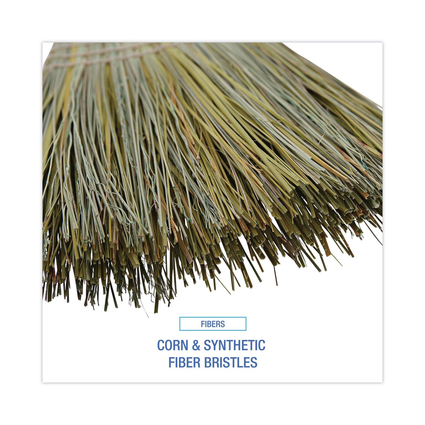Corn Fiber Brooms, Corn/Synthetic Fiber Bristles, 60" Overall Length, Gray/Natural, 6/Carton - OrderMe