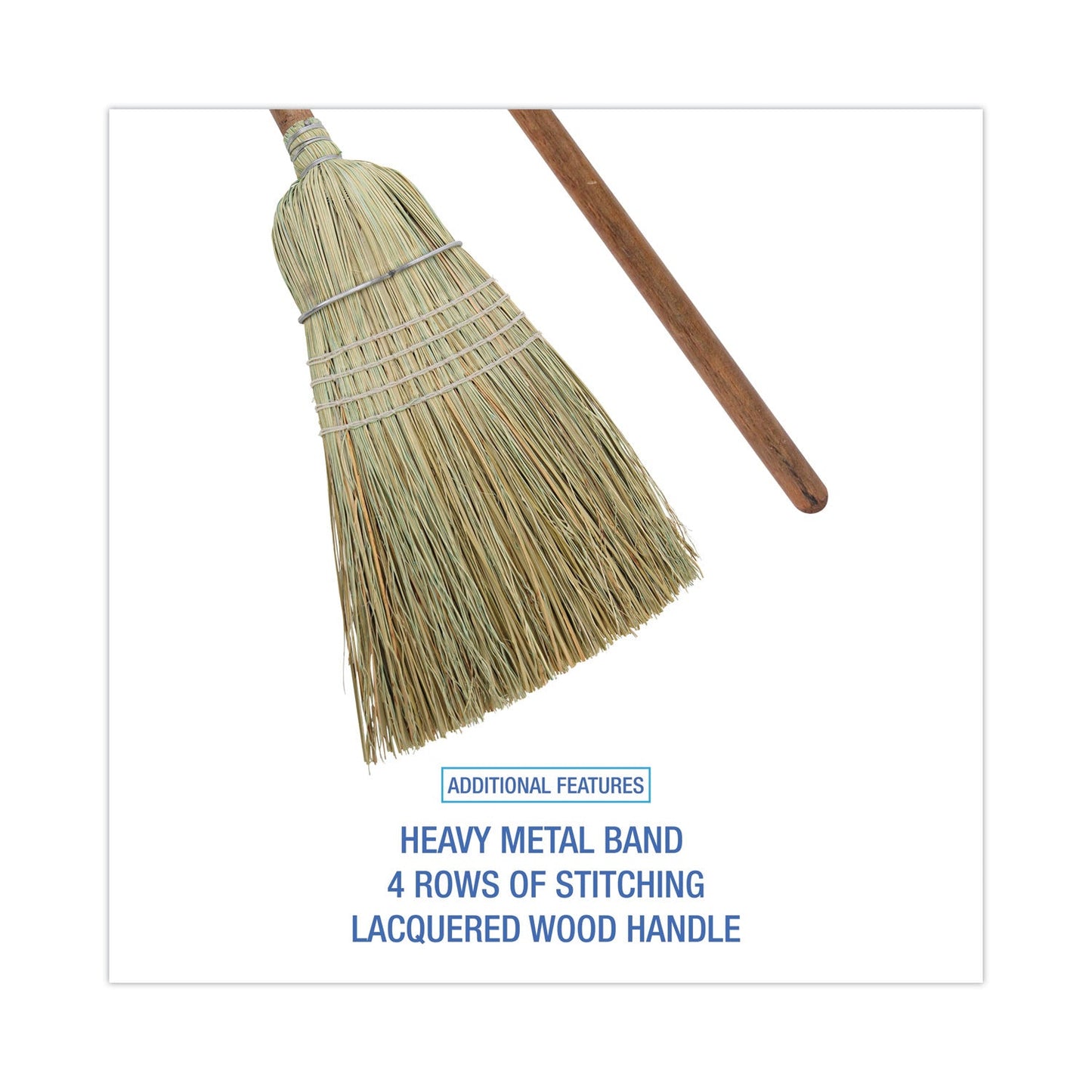 Corn Fiber Brooms, Corn/Synthetic Fiber Bristles, 60" Overall Length, Gray/Natural, 6/Carton - OrderMe